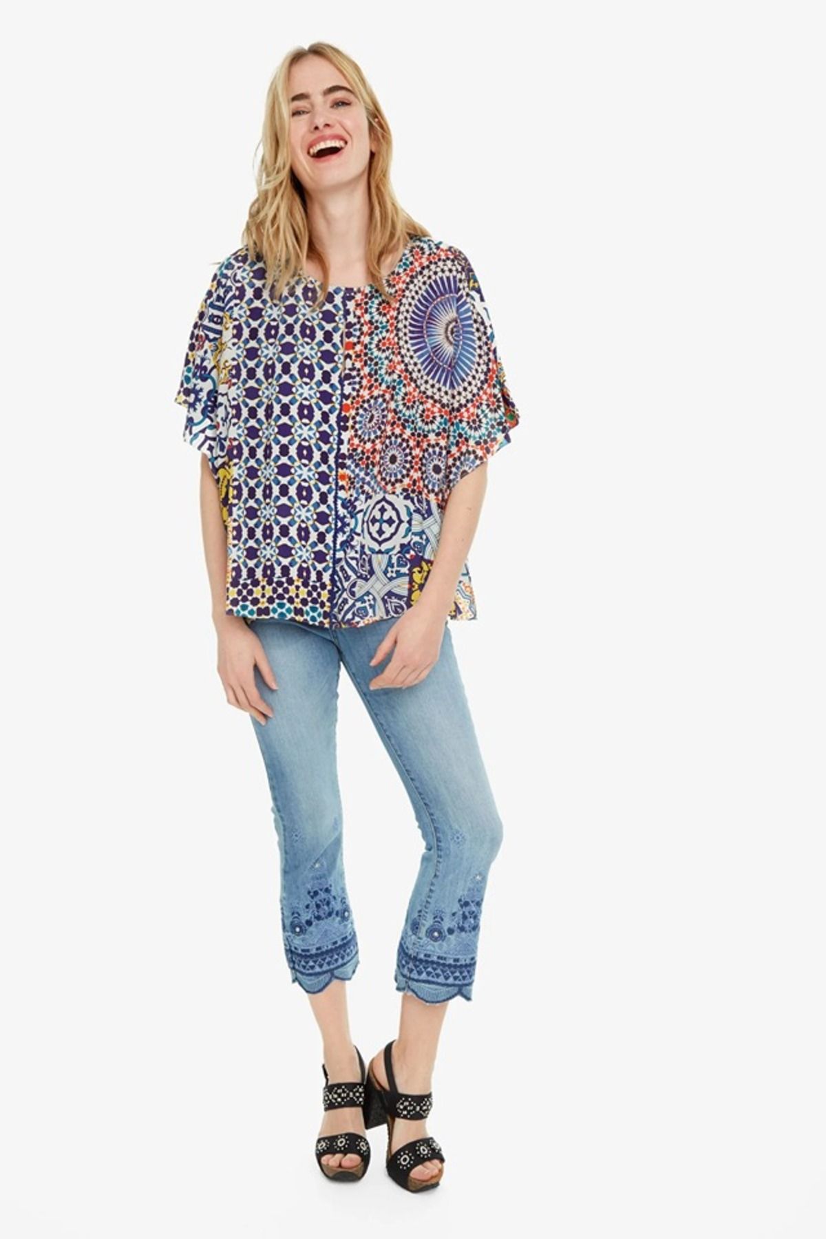 Desigual-Viscose blouse with various prints Agadir, Multicolor, S 4