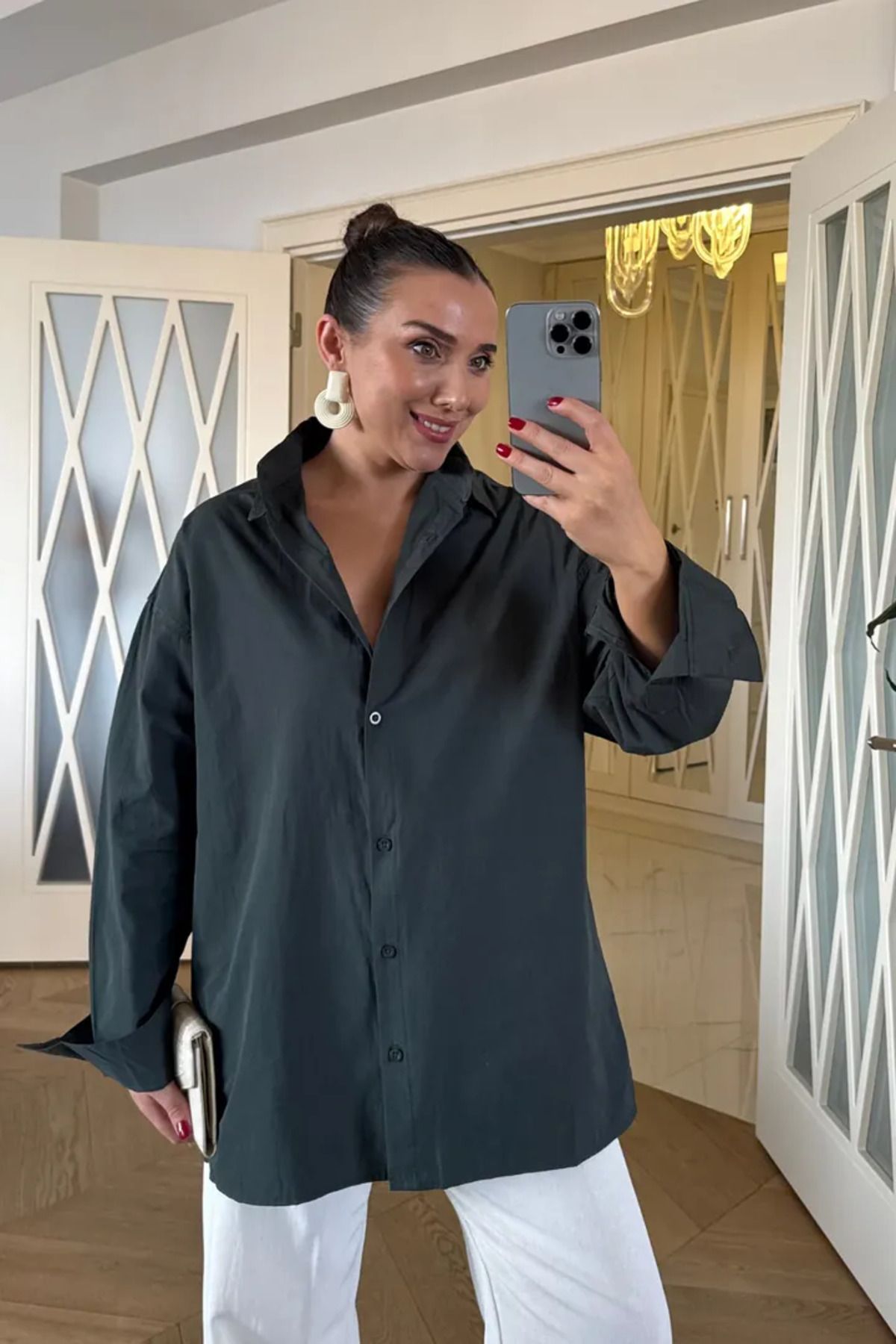 Tuba Butik Basic Poplin Kadın Gömlek