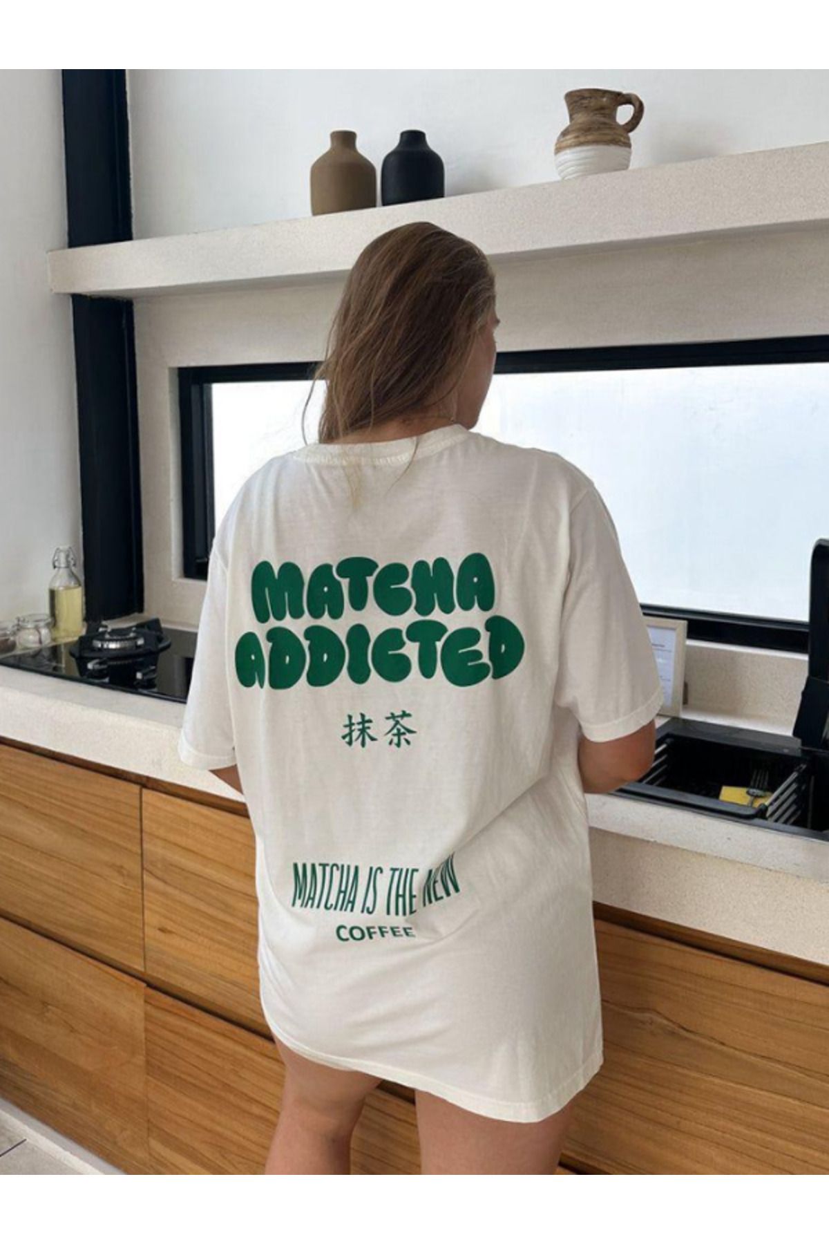 DEEFWEAR DREICH MATCHA BASKILI BEYAZ TSHIRT