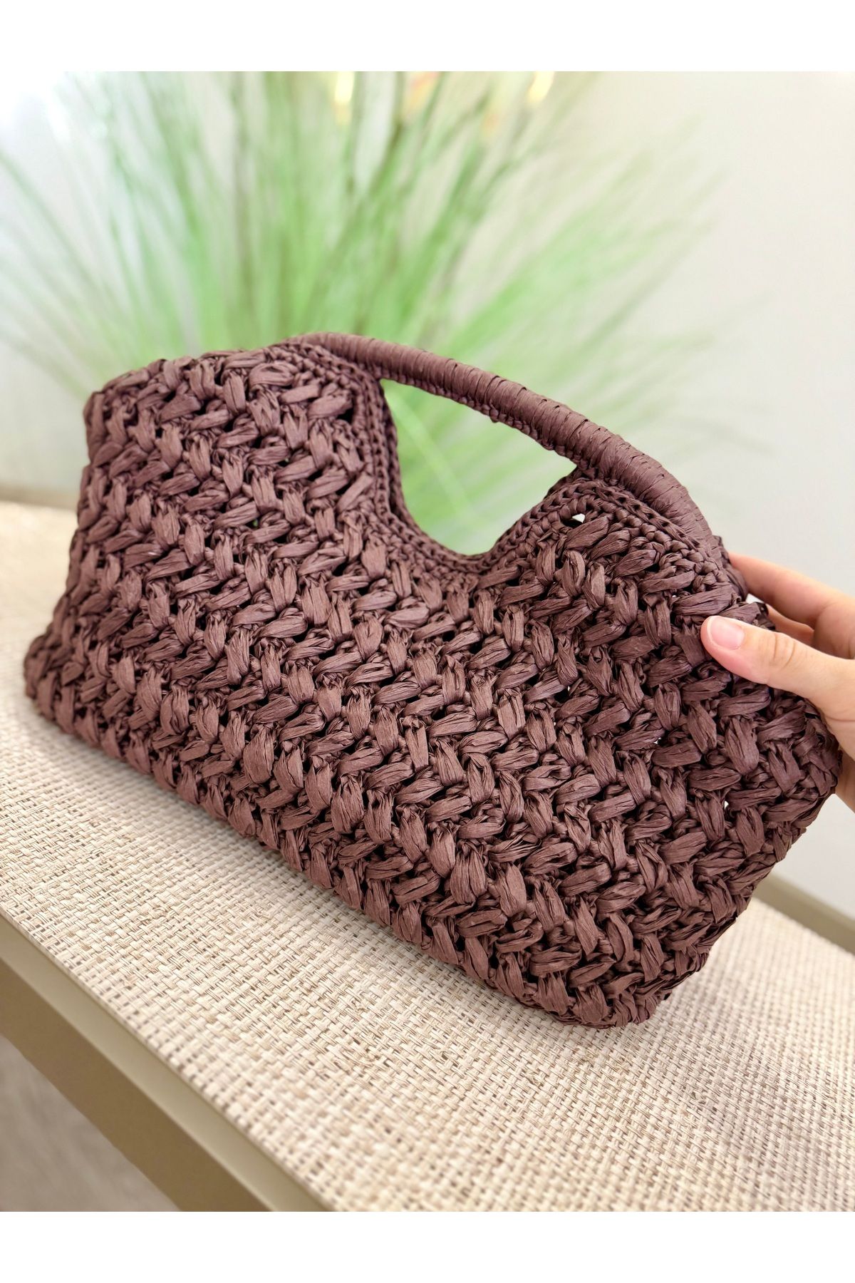 YELİZ HANDMADE El örgüsü Marka model Clutch çanta hasır çanta