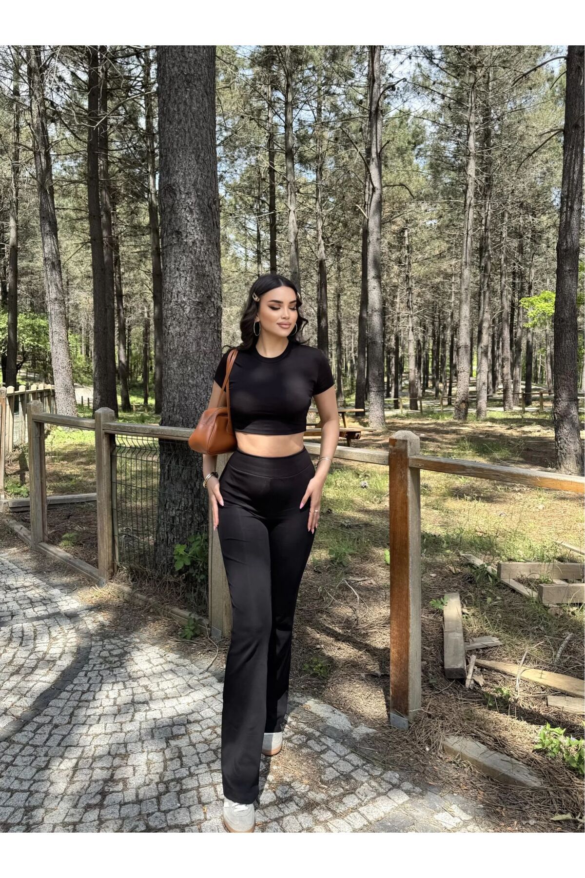 First Man İspanyol Premium Kadın Pantolon Crop Takım