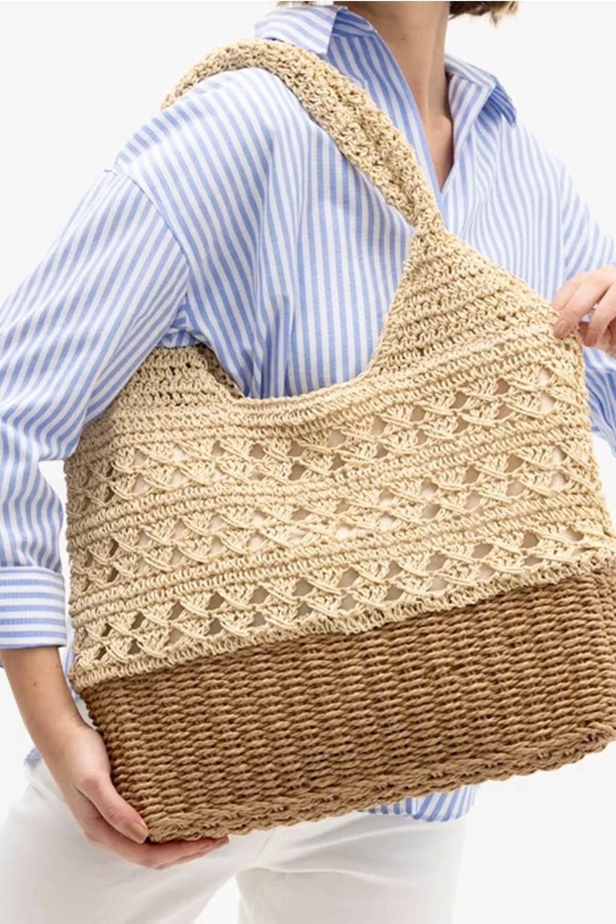 İstangül Butik Straw Sophistication Geniş Hasır Çanta