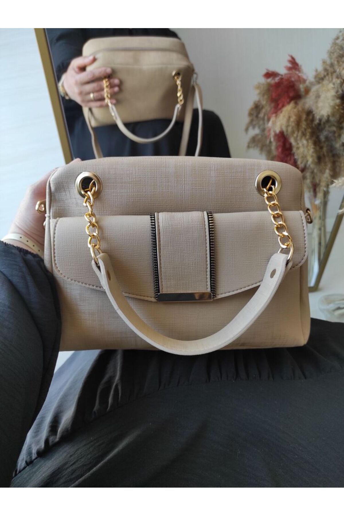 MODA Belisbag Kadın Vizon Rengi El ve Omuz Çantası