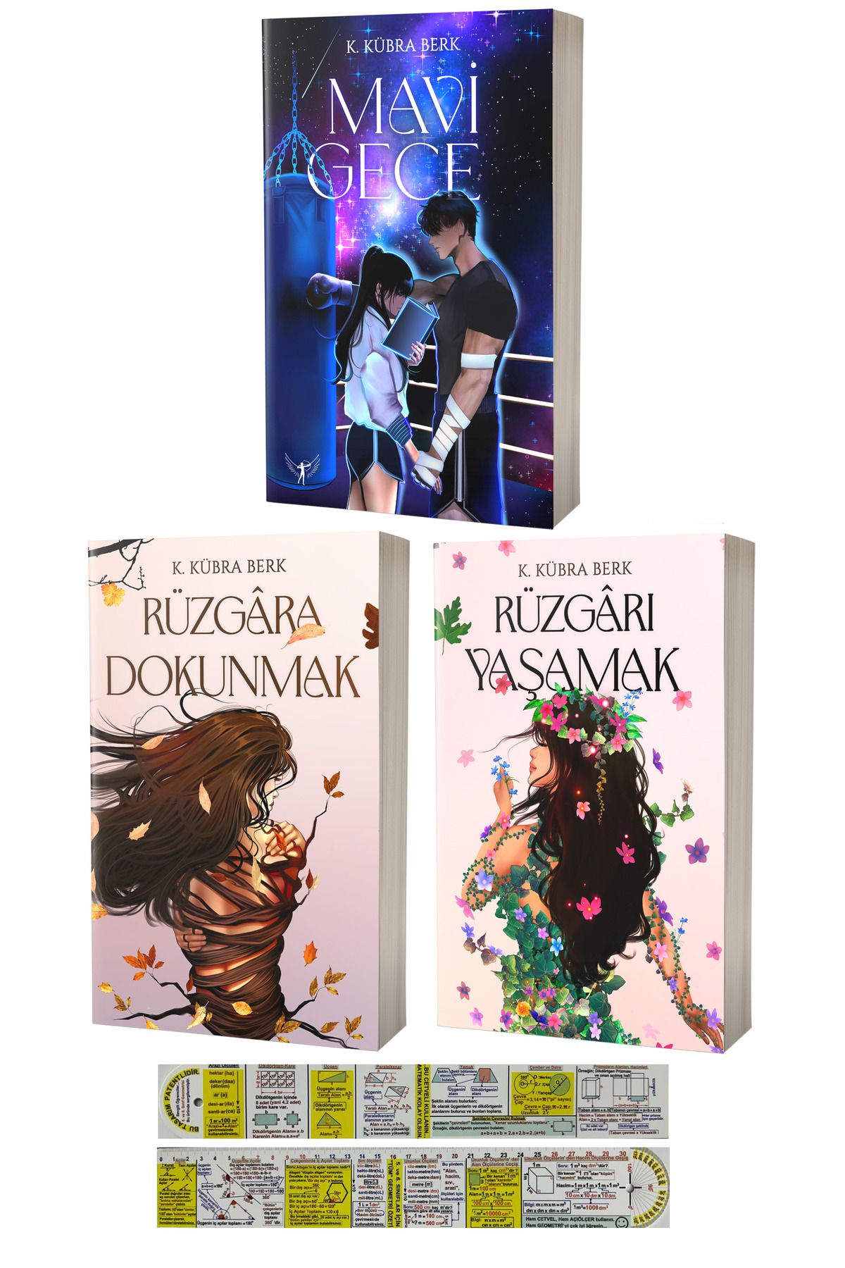 Artemis Yayınları K. Kübra Berk 3 Kitap / Mavi Gece - Rüzgara Dokunmak - Rüzgarı Yaşamak + Mat. Öğreten Cetvel