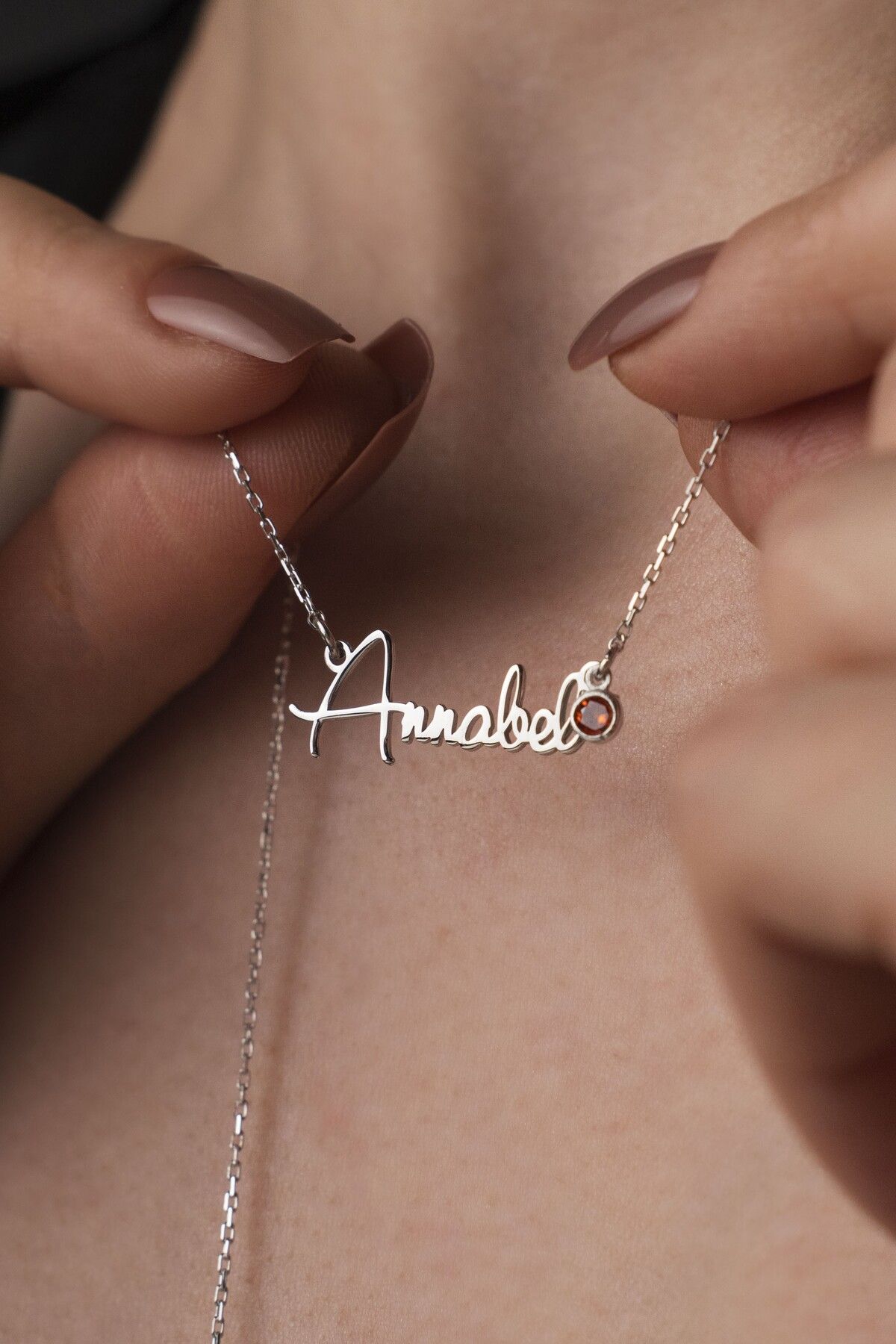 TigerxlJewellery 925 Ayar Gümüş Taşlı Kişiye Özel İsimli Kolye