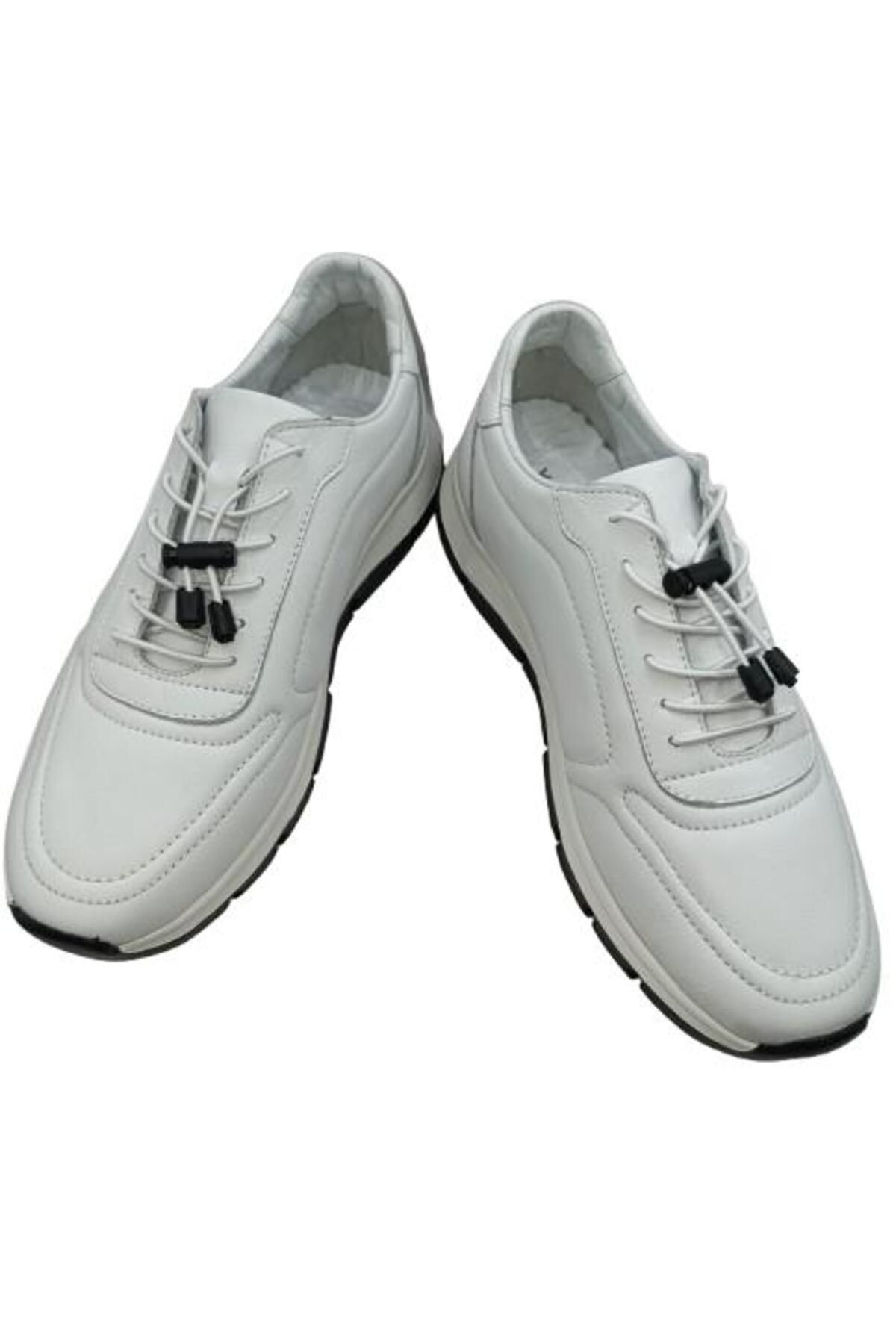 Bukond Hakiki Deri Lastikli Bağcıklı Çok Rahat ve Şık Eva Taban Günlük Sneaker Spor Ayakkabı