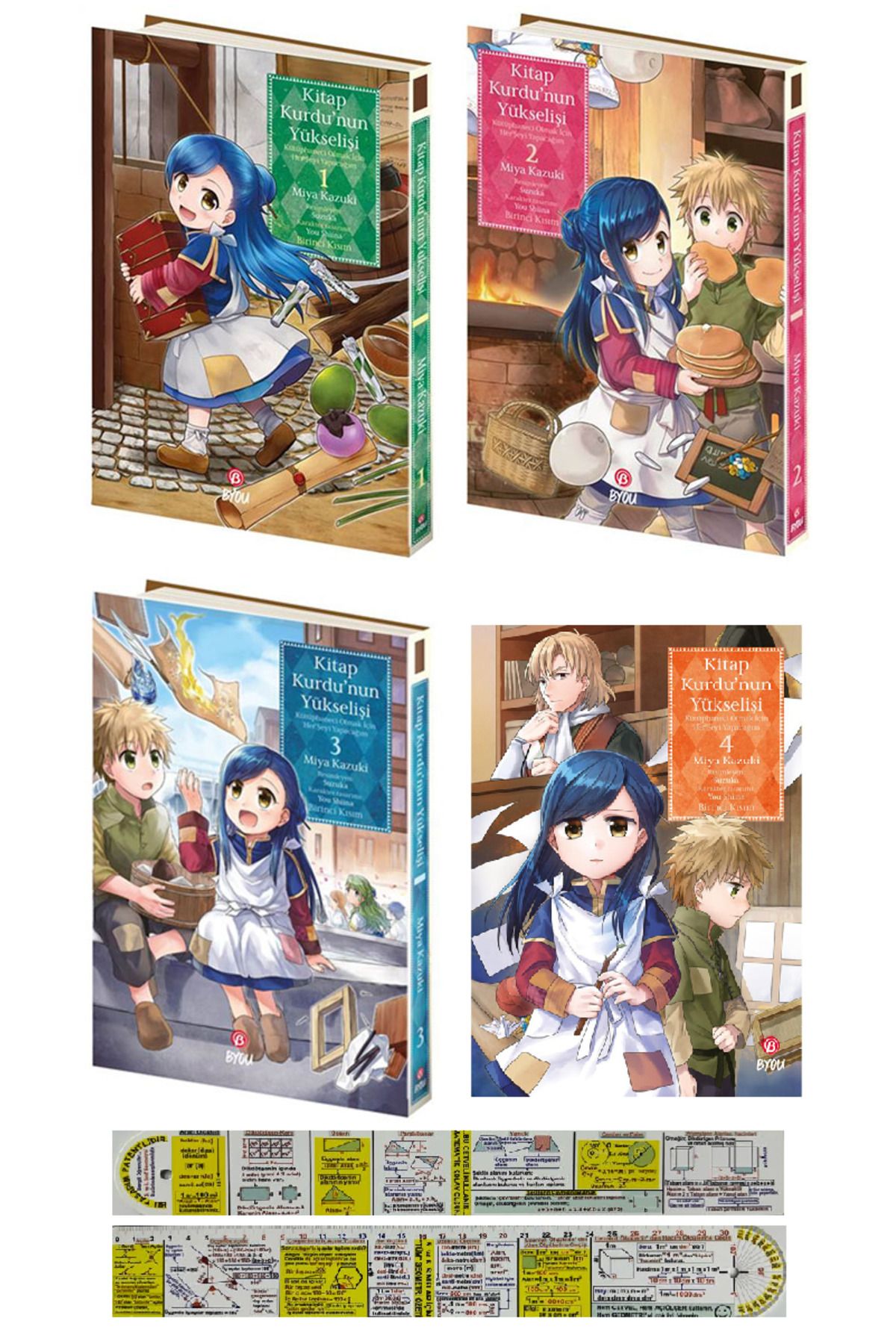 Gerekli Şeyler Yayıncılık Kitap Kurdunun Yükselişi 1-2-3-4. Ciltler Manga Seti Mat. Öğreten Cetvel
