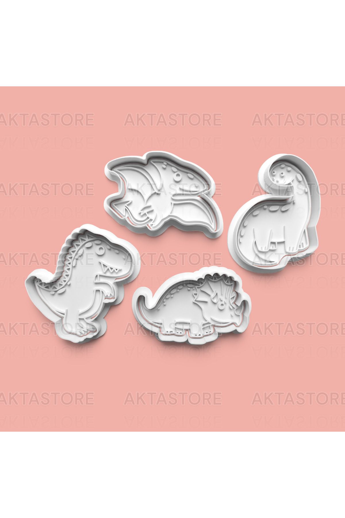 AKTASTORE DİNO Kurabiye Kalıbı 4'lü set