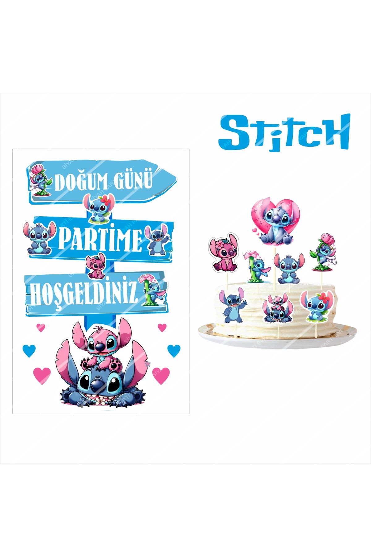 SİYAH PARTİ EVİ Stitch Doğum Günü Seti