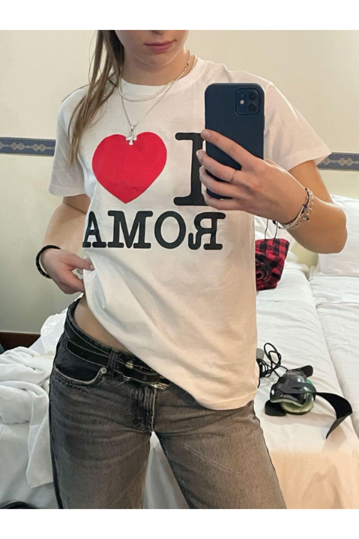 DEEFWEAR DREICH I LOVE ROMA BASKILI BEYAZ TSHIRT