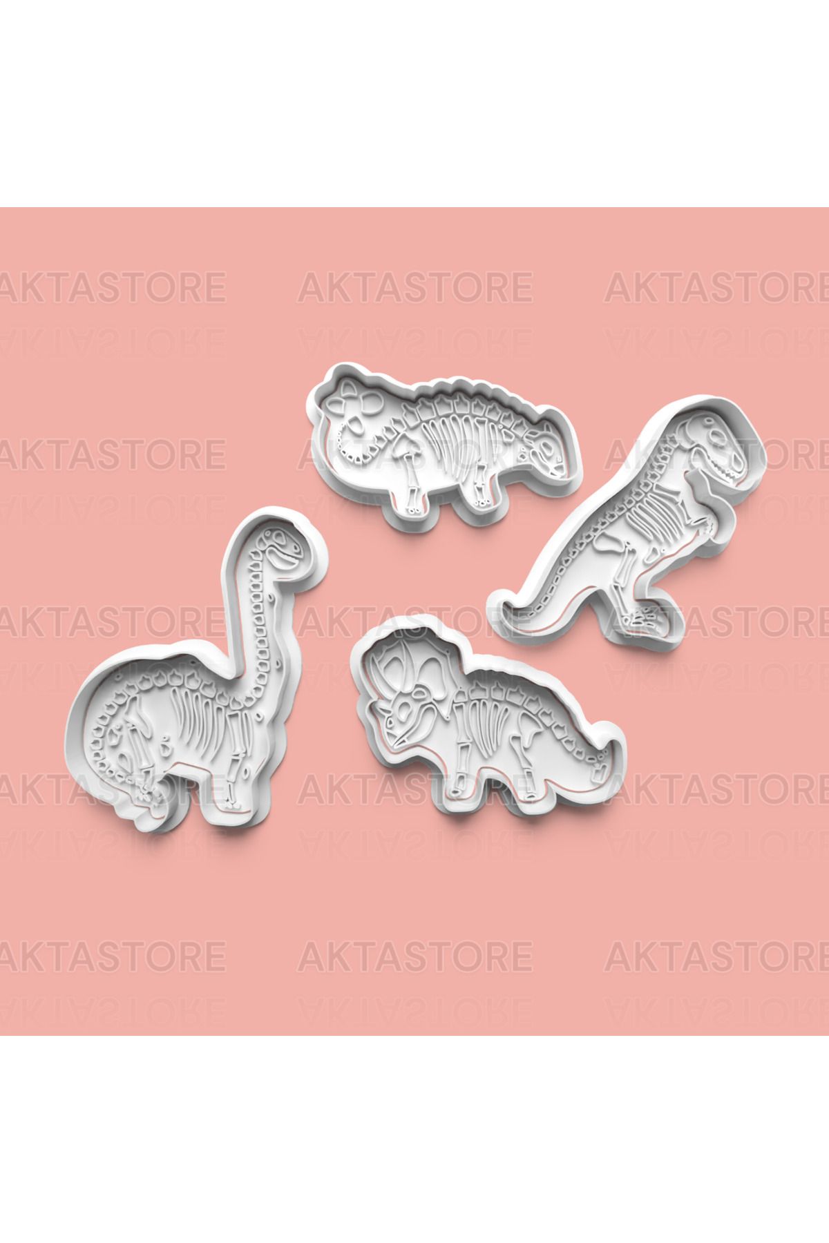 AKTASTORE Dinozor Fosili Kurabiye Kalıbı 4'lü set