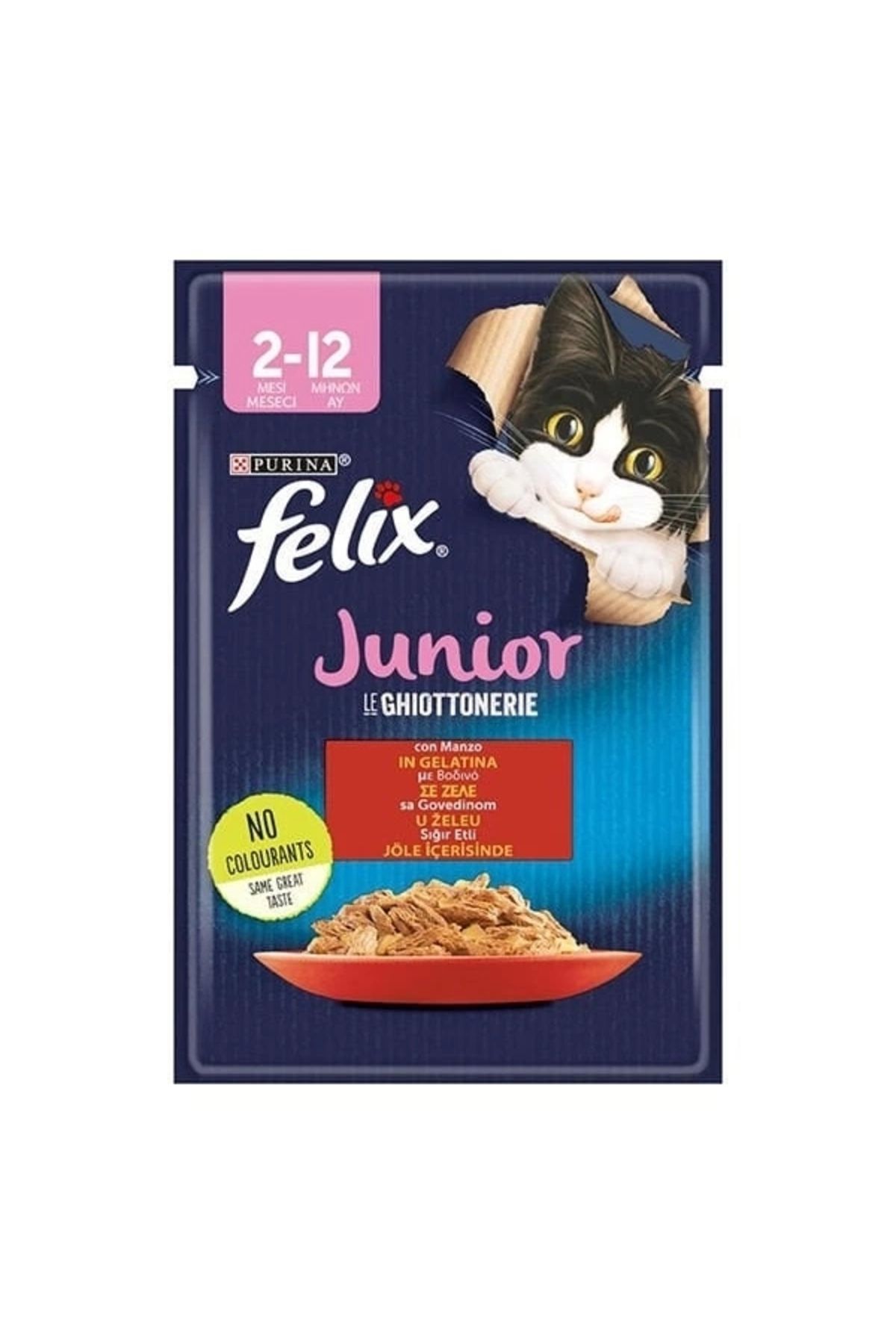 YNT İthalat Felix Sensations Junior Taze Jöle İçerisinde Sığır Etli Yavru Konserve Kedi Maması 85 Gr