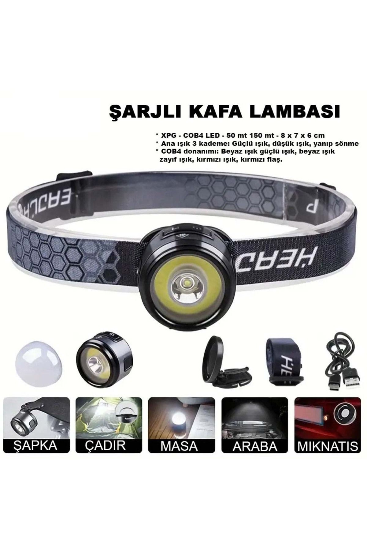 Fixport 7 MOD ŞARJLI KAFA VE KAMP LAMBASI WATTON WT-618