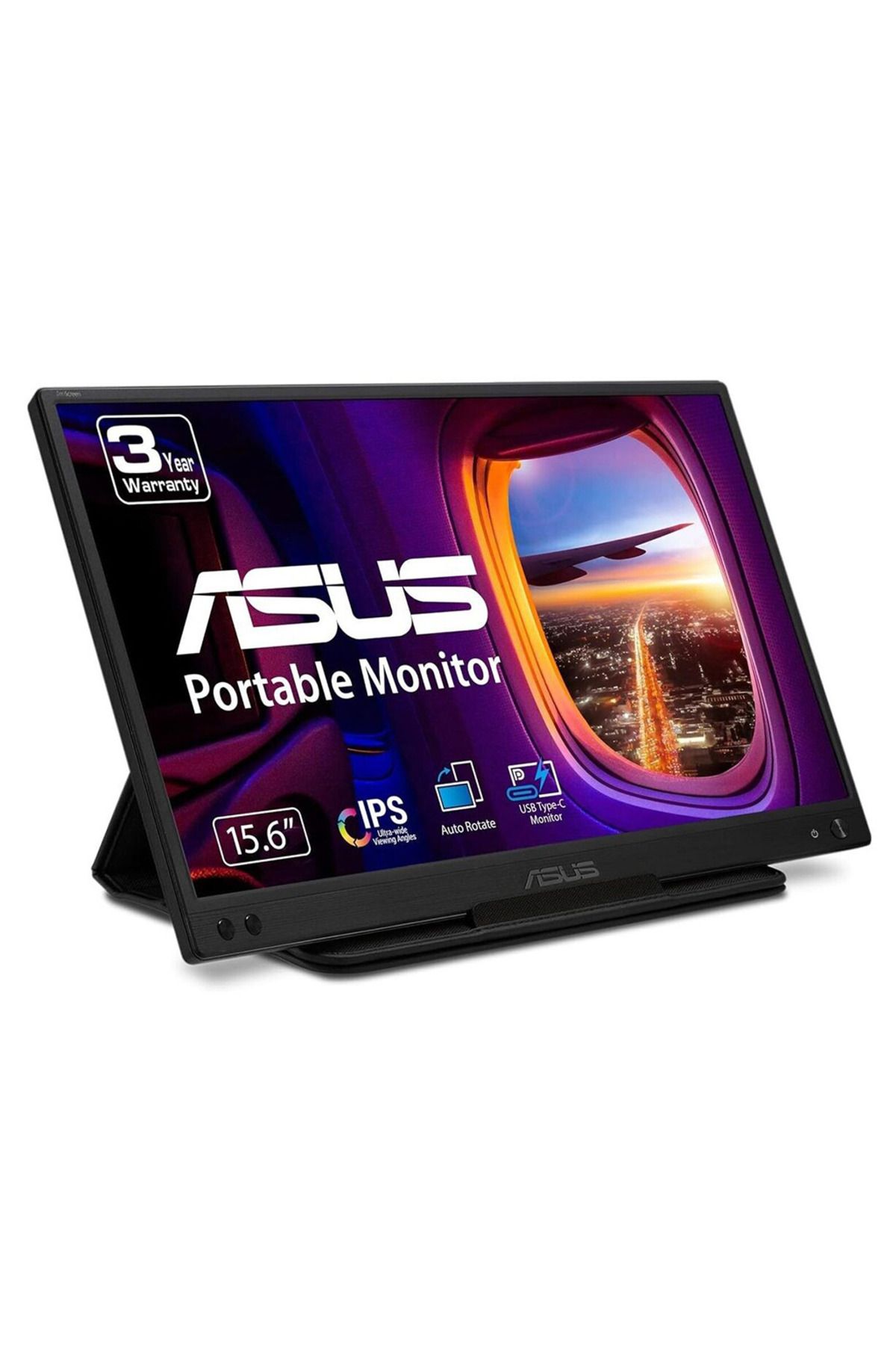 ASUS ZenScreen MB166C 15.6" 5ms, 60Hz, Full HD, USB-C, Düşük Mavi Işık, FreeSync, IPS Panel, Ta