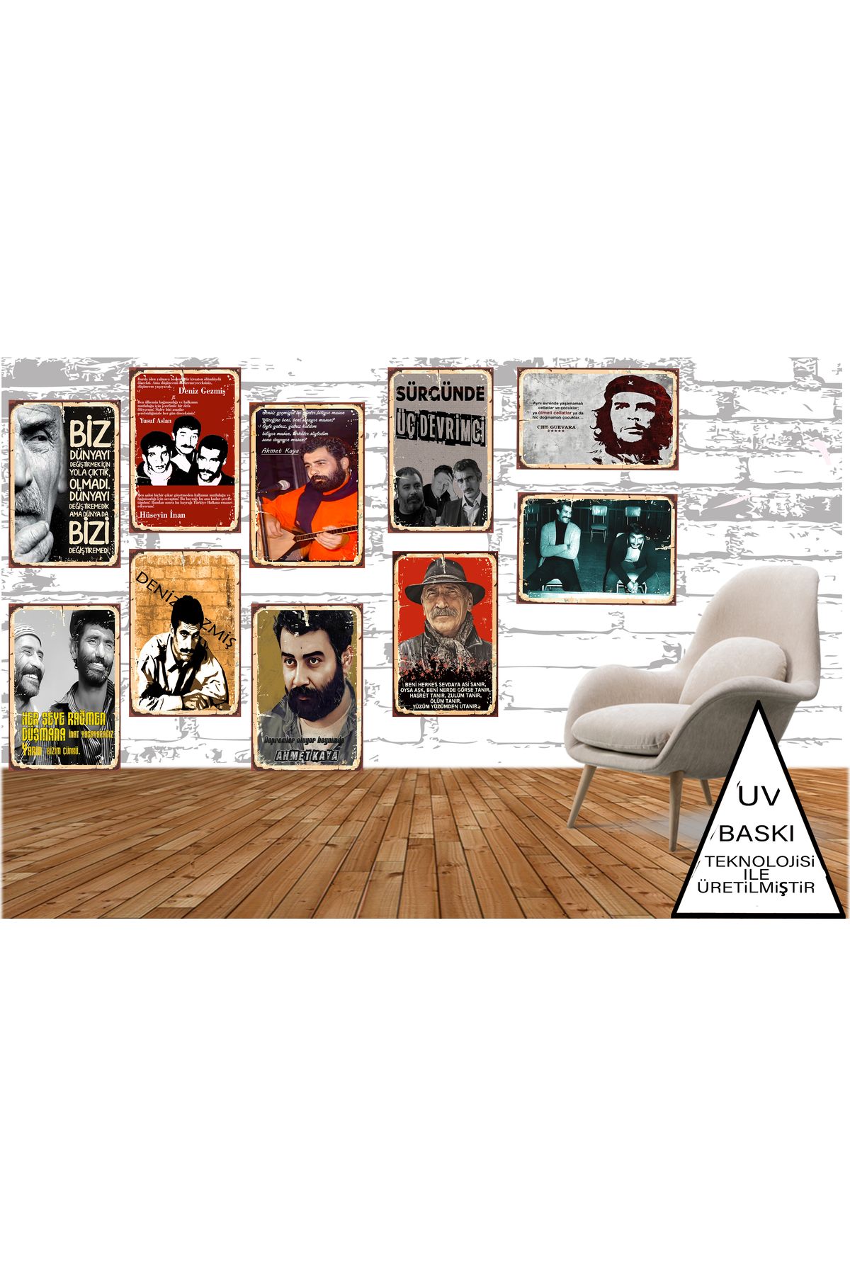 hazalshop Yılmaz Güney Tuncel Kurtiz Deniz Gezmiş Ahmet Temalı 10 Adet 20 x 30 MDF Duvar Tablosu Set 01012