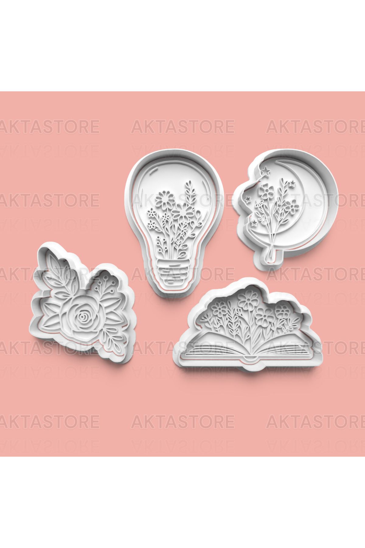 AKTASTORE Çiçekler Kurabiye Kalıbı 4'lü set