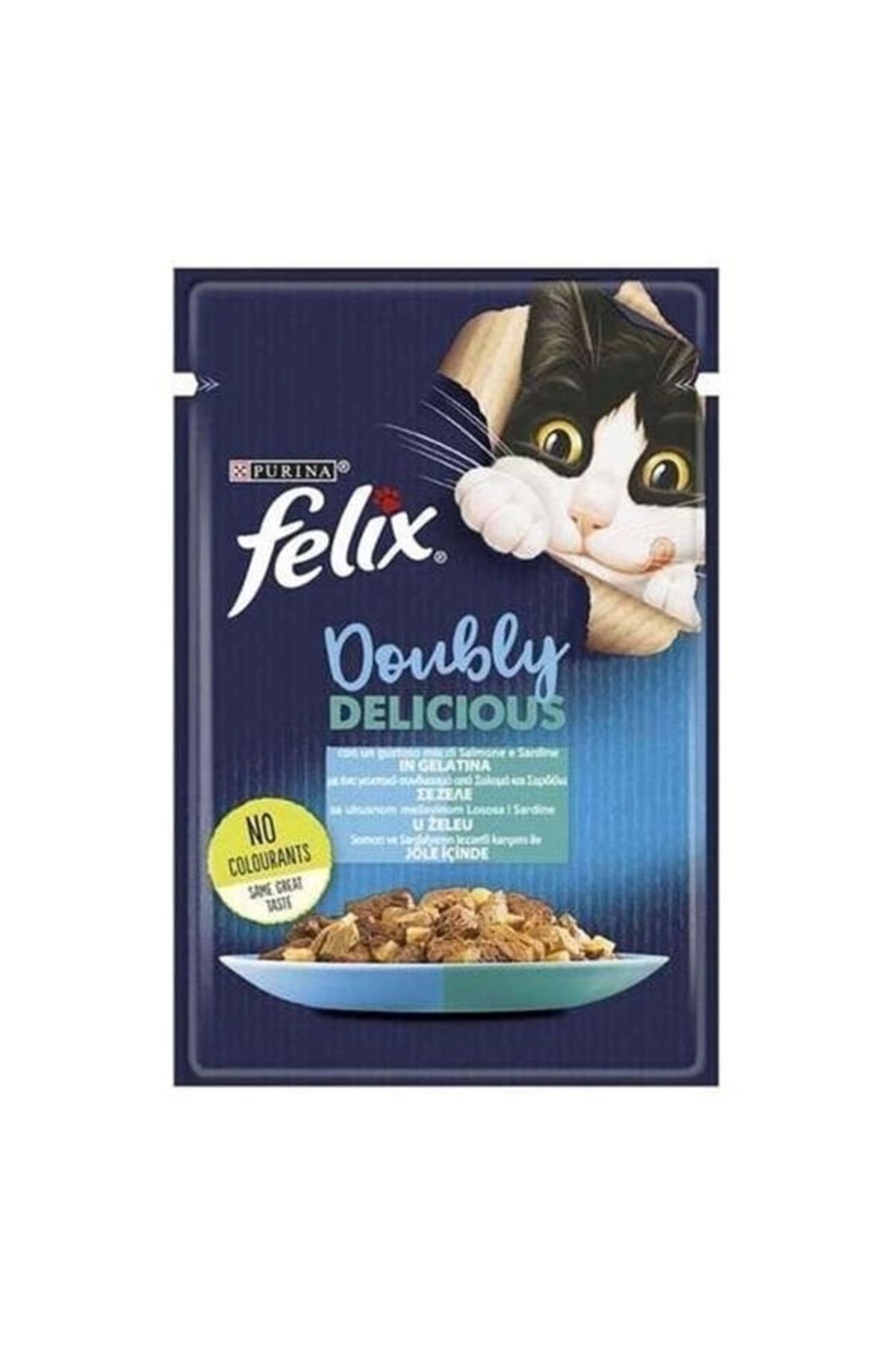 YNT İthalat Felix Taze Somon ve Sardalya Jöleli Pouch Yetişkin Konserve Kedi Maması 85 Gr