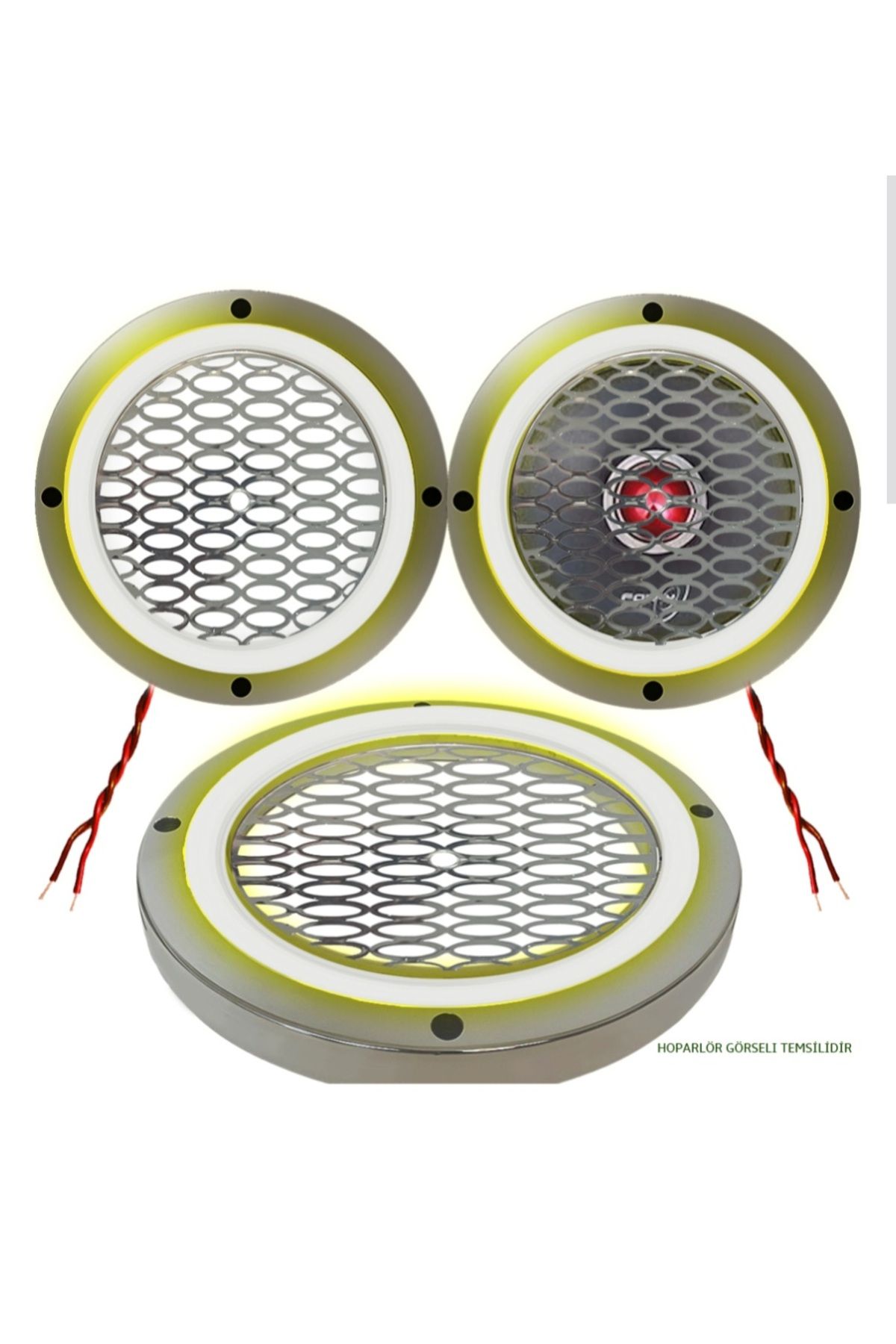 Poke Krom ledli hoparlör kapağı 2 adet 20 cm