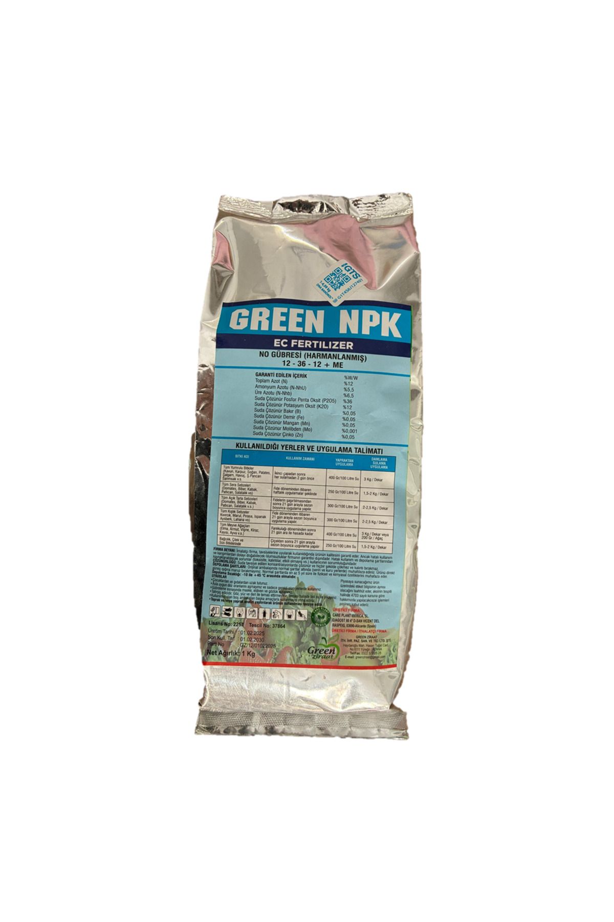 Green Ziraat Green 12-36-12 NPK Gübre – 1 KG