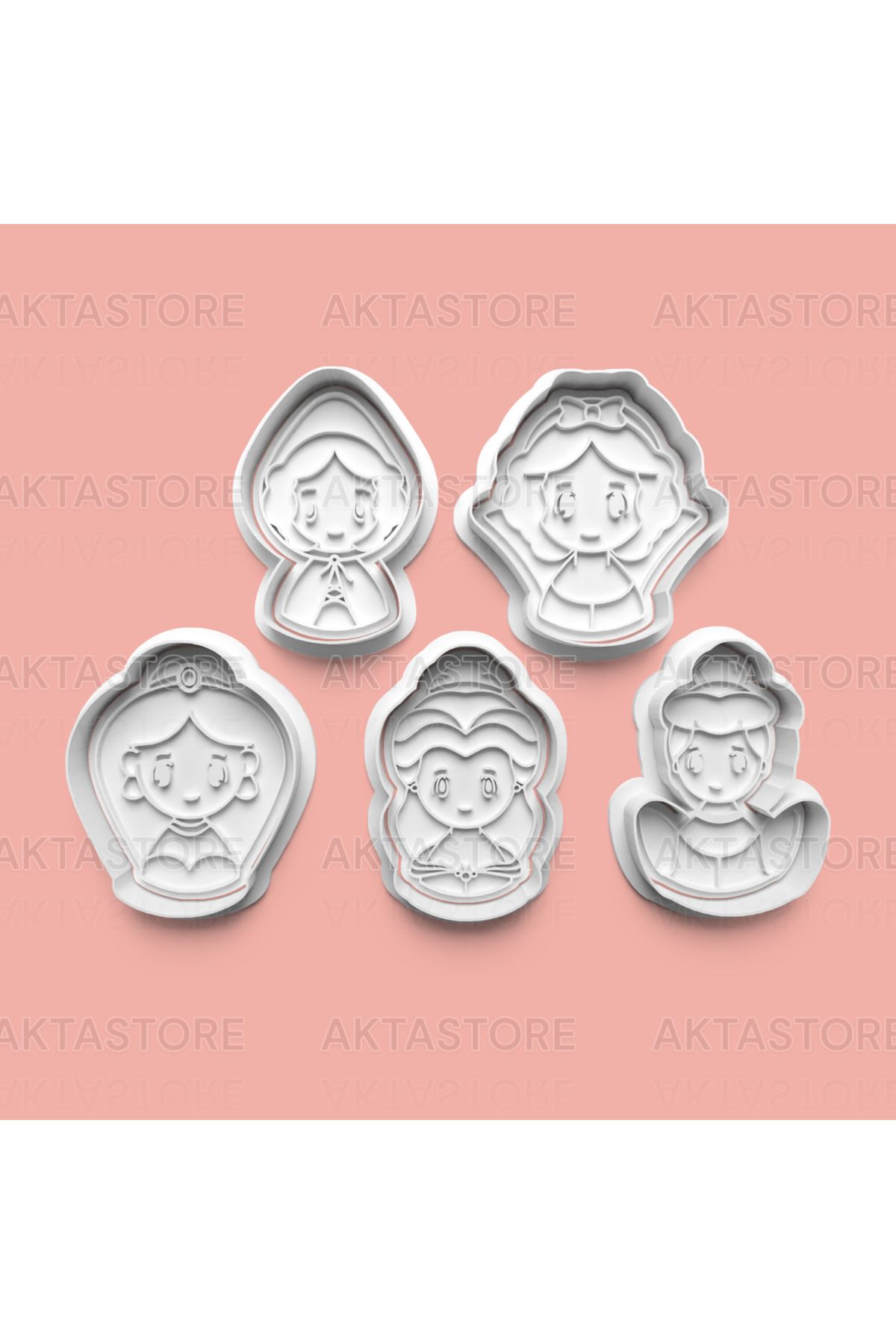 AKTASTORE Masal Prensesi Kurabiye Kalıbı 5'li set