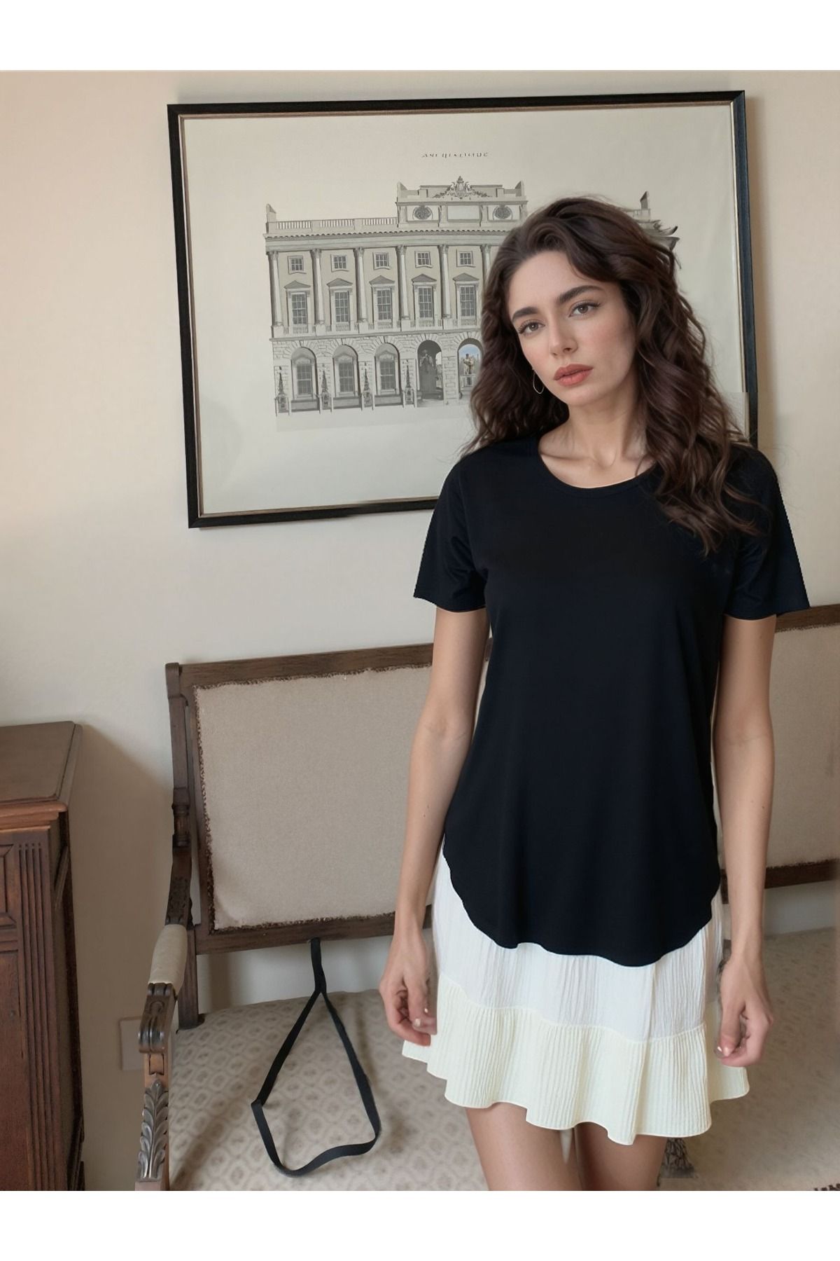 MODA Modal Kumaş Laser Kesim Basic T-shirt