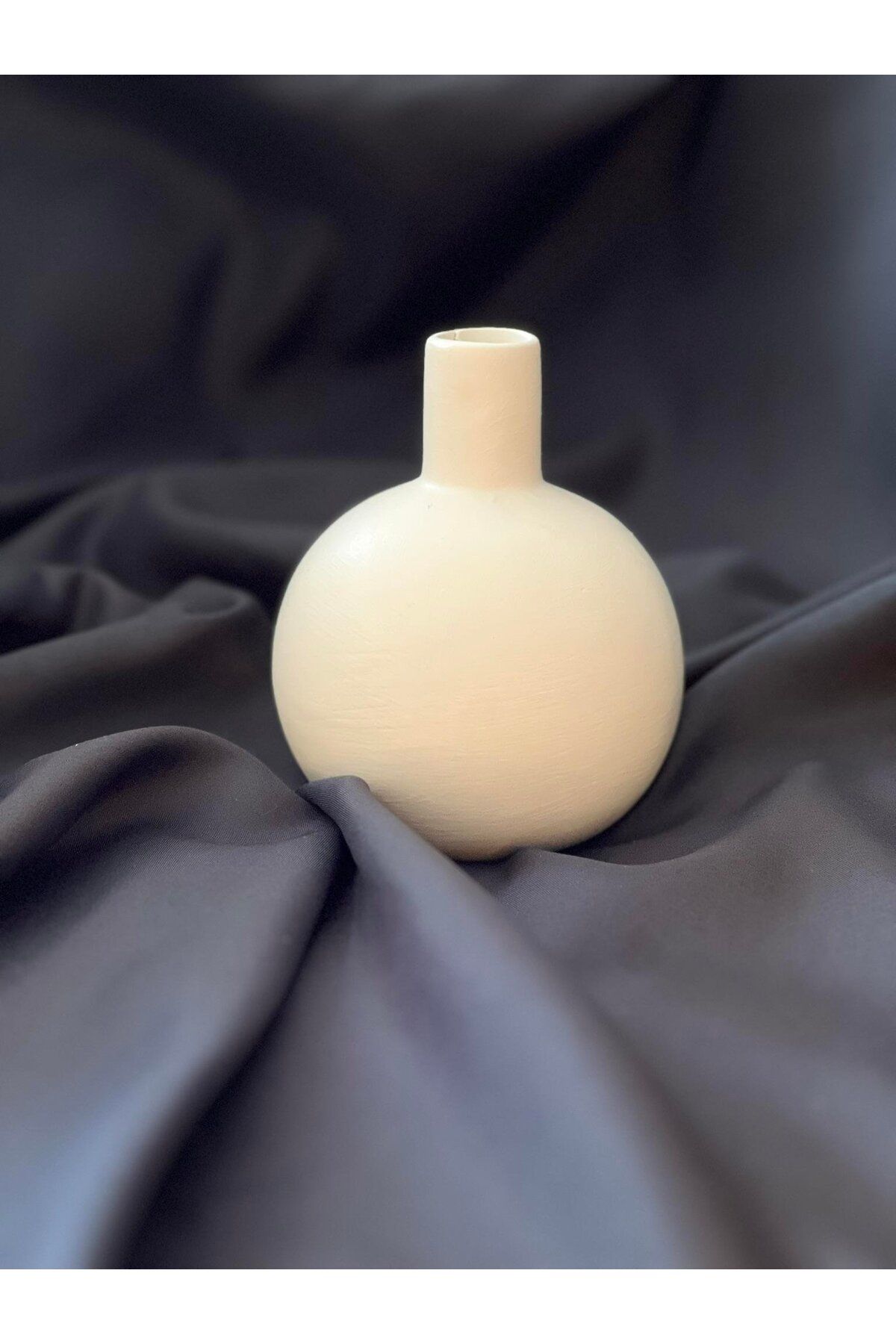BGV HOME Minimal Yuvarlak Dekoratif Krem Vazo