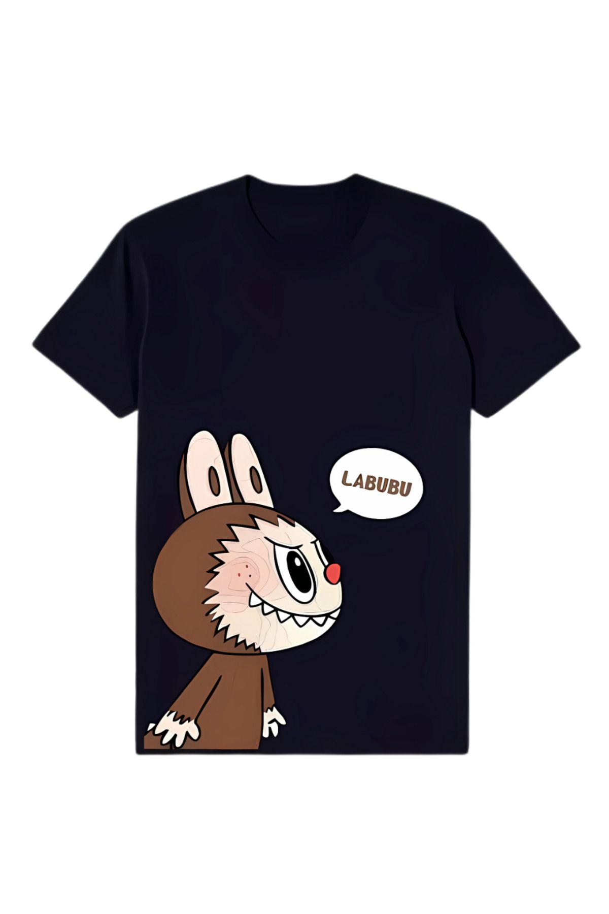 MECH BUTİK Labubu Baskılı Siyah/Beyaz Unisex Kadın/Erkek Tişört T-shirt