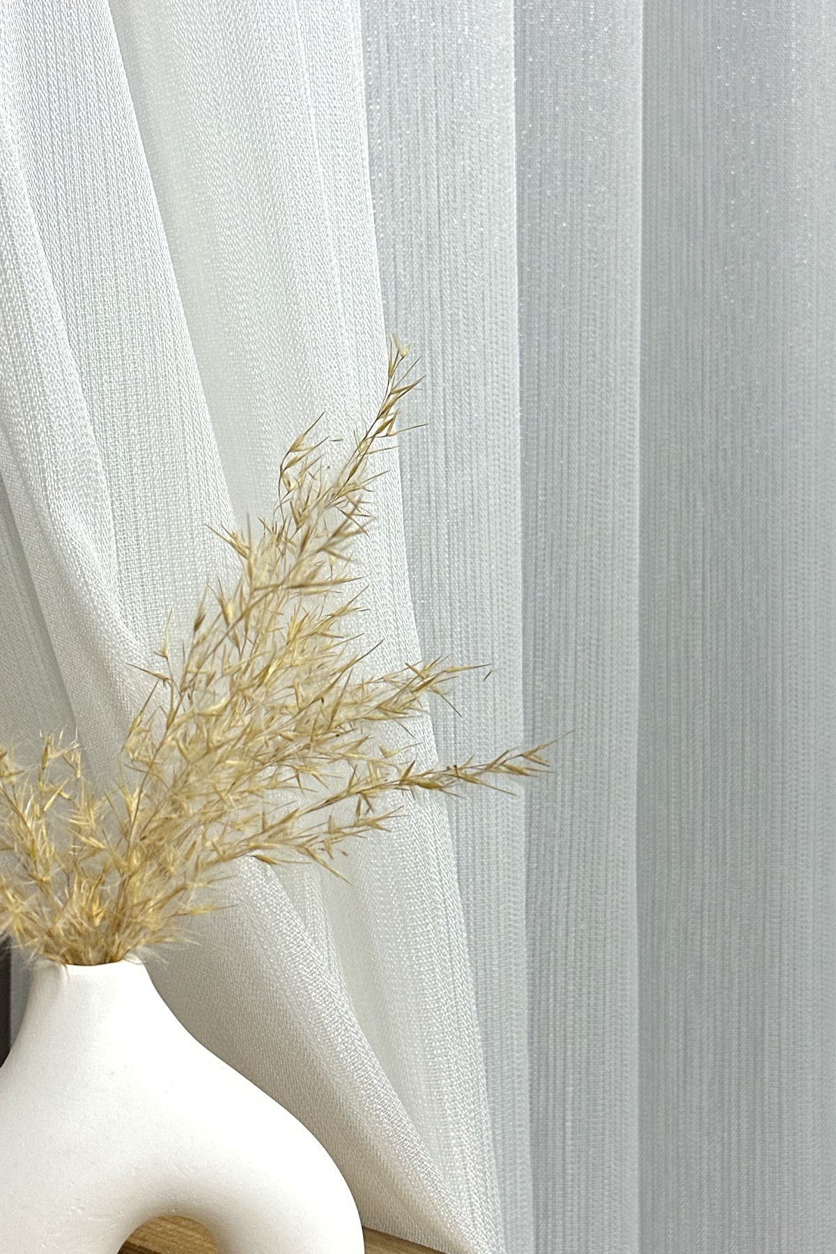 Tasarım Bambu Tül Perde 1x3 Sık Pileli Kırışmaz Kumaş