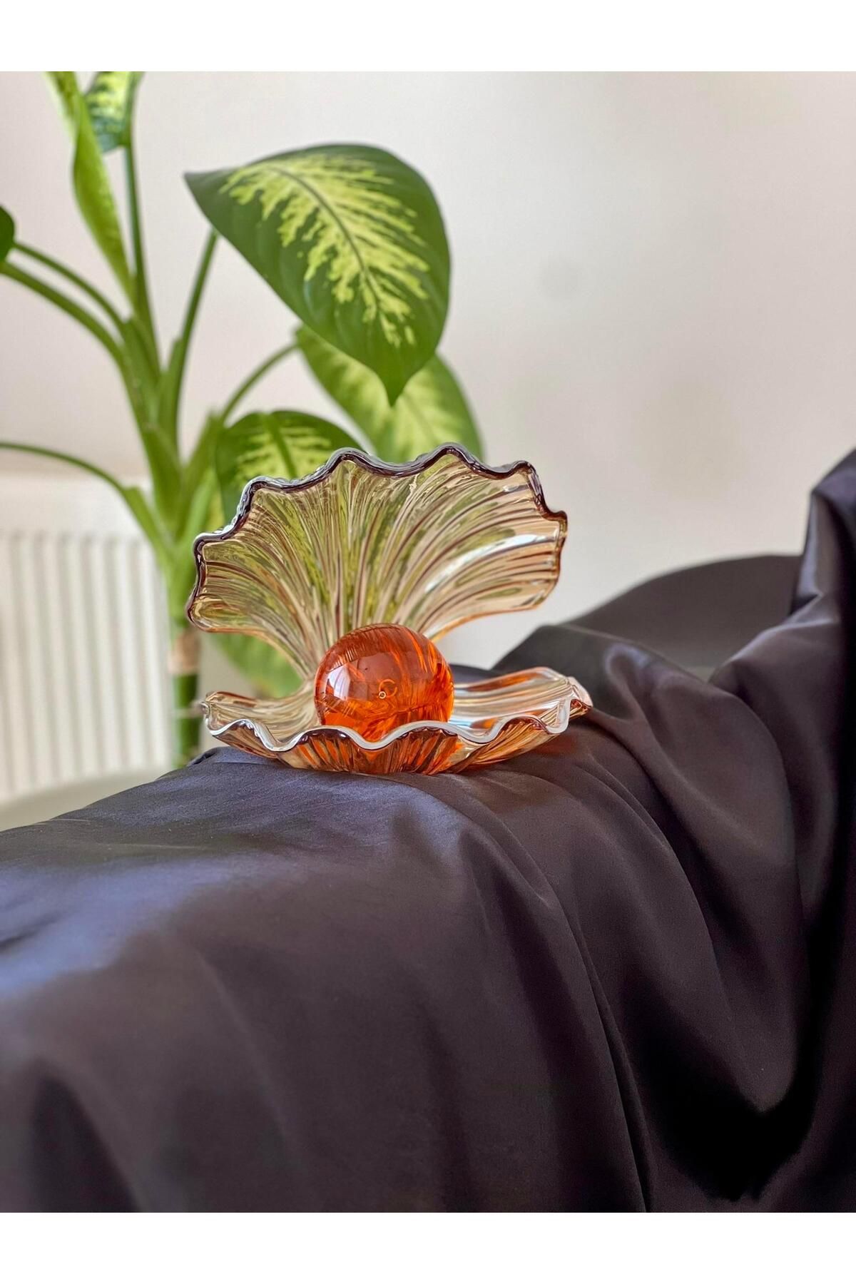 BGV HOME İncili İstiridye Cam Turuncu Top Obje