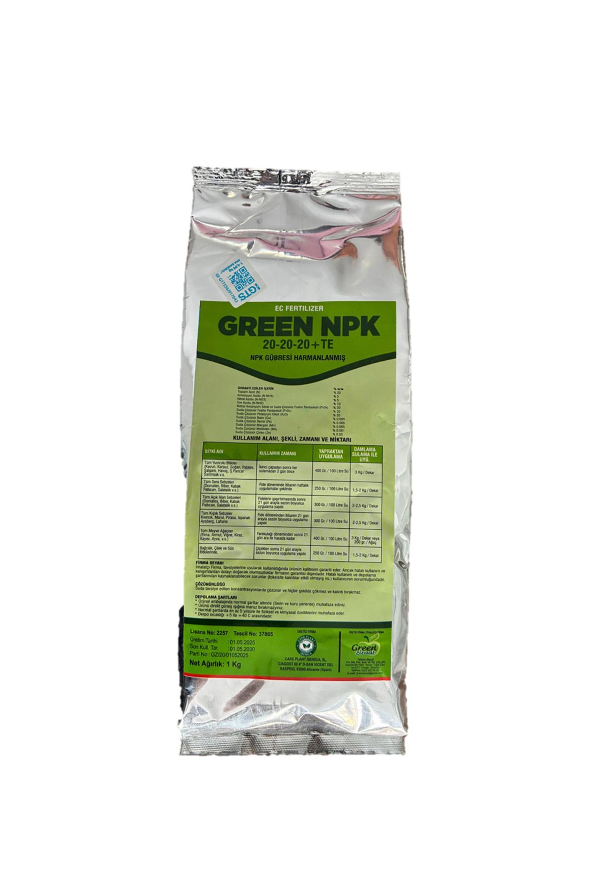 Green Ziraat Green 20-20-20 NPK Gübre – 1 KG