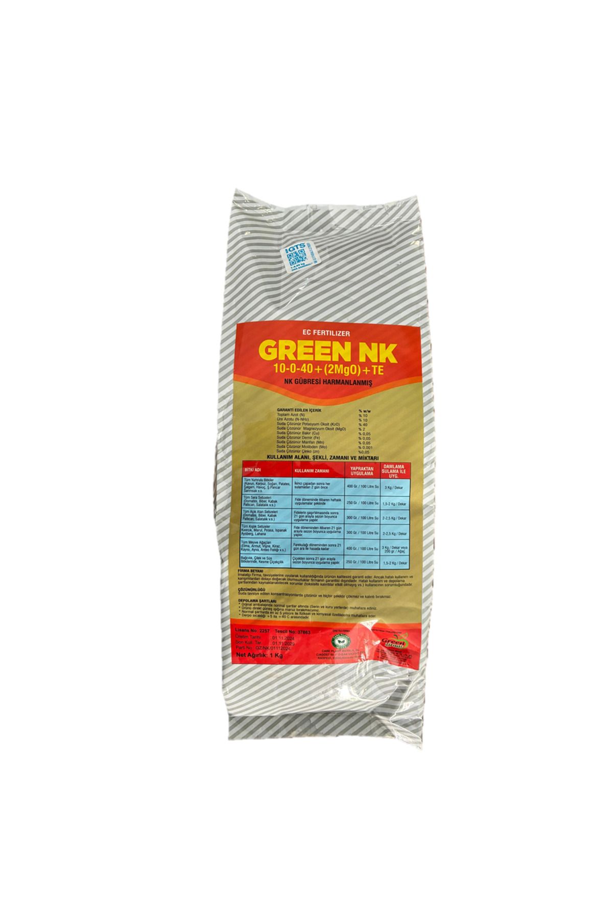 Green Ziraat Green NK 10-0-40 Gübre 1 KG - Yüksek Potasyum İçerikli Toz Gübre