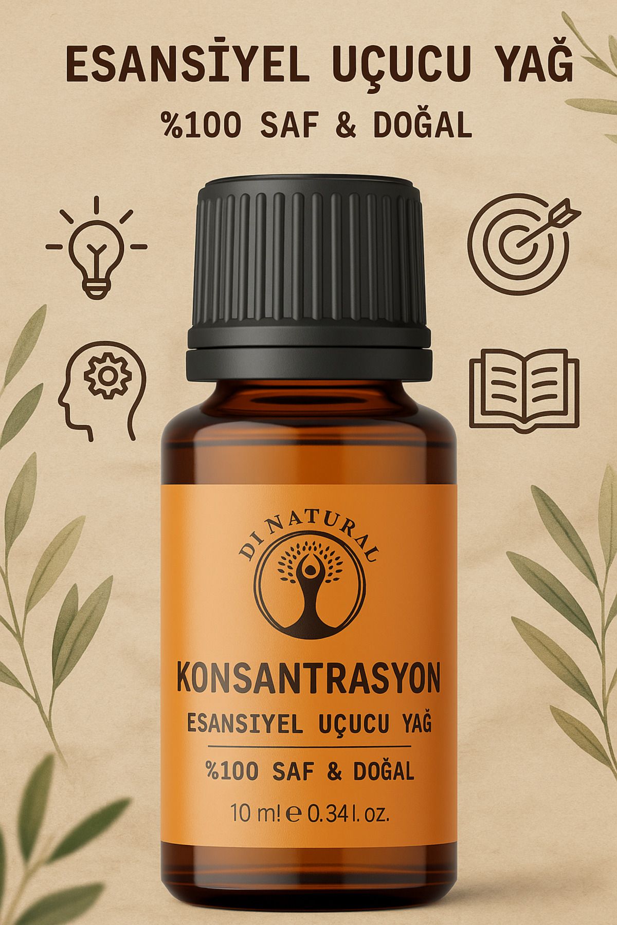 di naturel Konsantrasyon Arttırıcı Uçucu Yağ %100 Saf Doğal Esans Buhurdanlık Difüzör Oda Esansı 10 ml