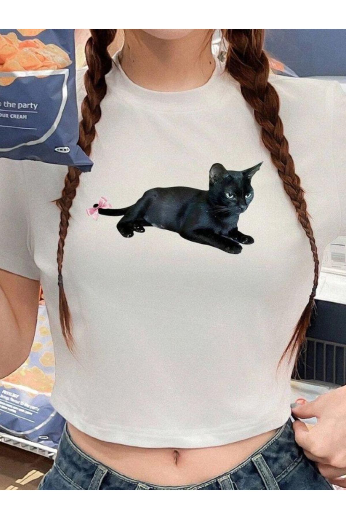 DEEFWEAR DREICH RIBBON CAT BASKILI BEYAZ CROP