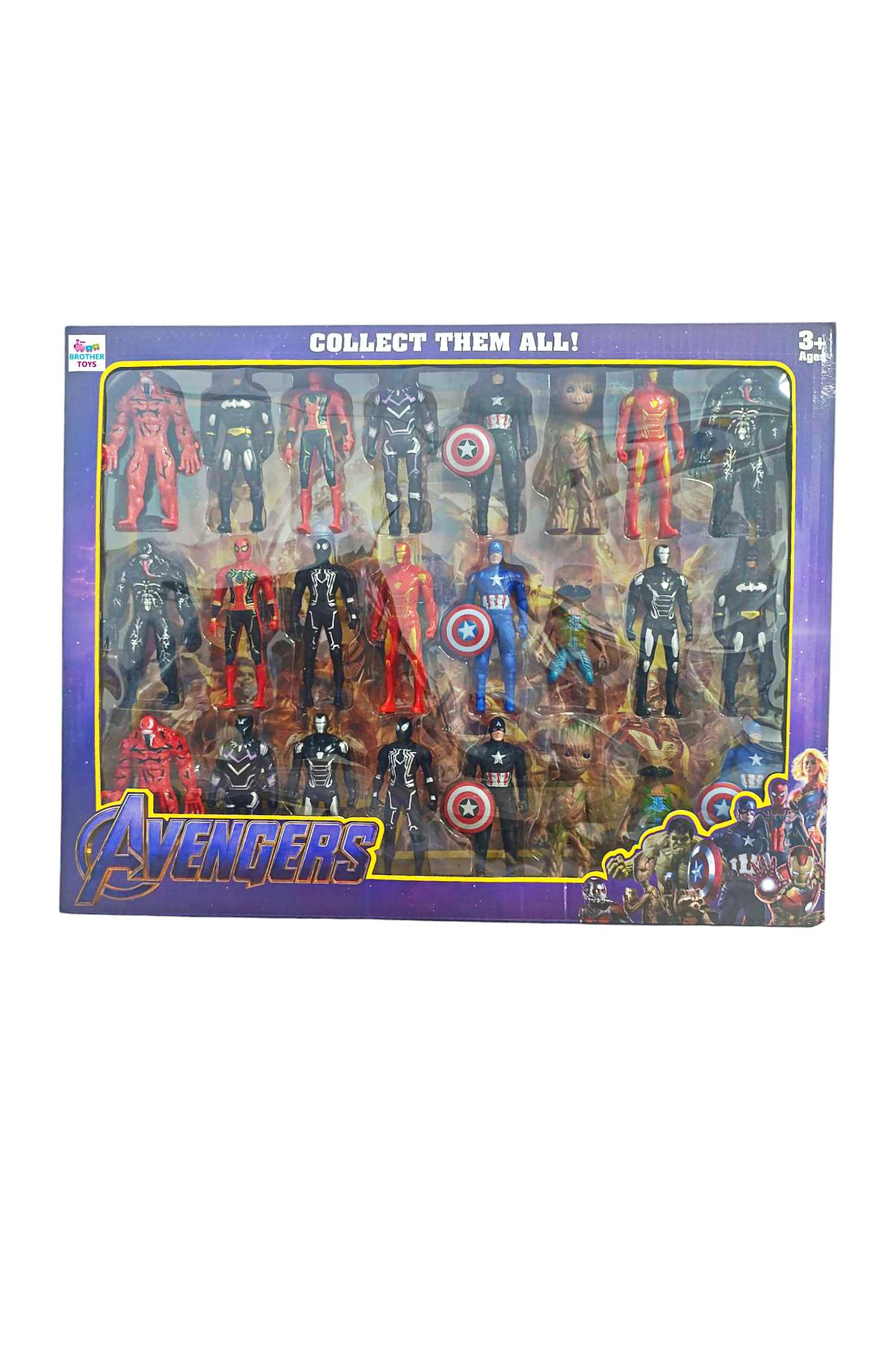 Brother Toys 24'lü Süper Kahraman Seti Örümcek Adam Hulk Kara Panter Venom Batman Demir Adam 12 Cm.
