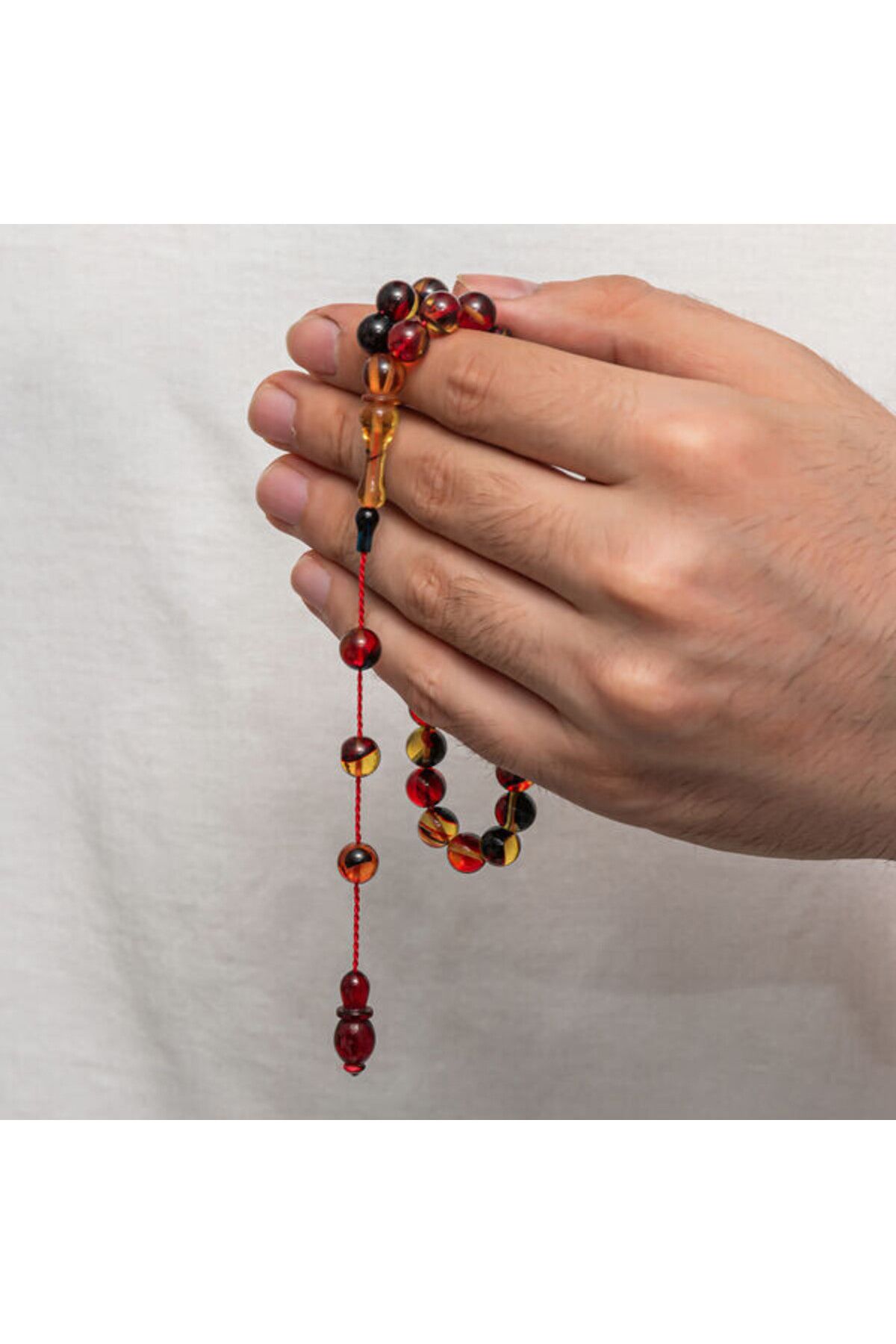 shop Sıkma Kehribar 925 Ayar Gümüş Tesbih