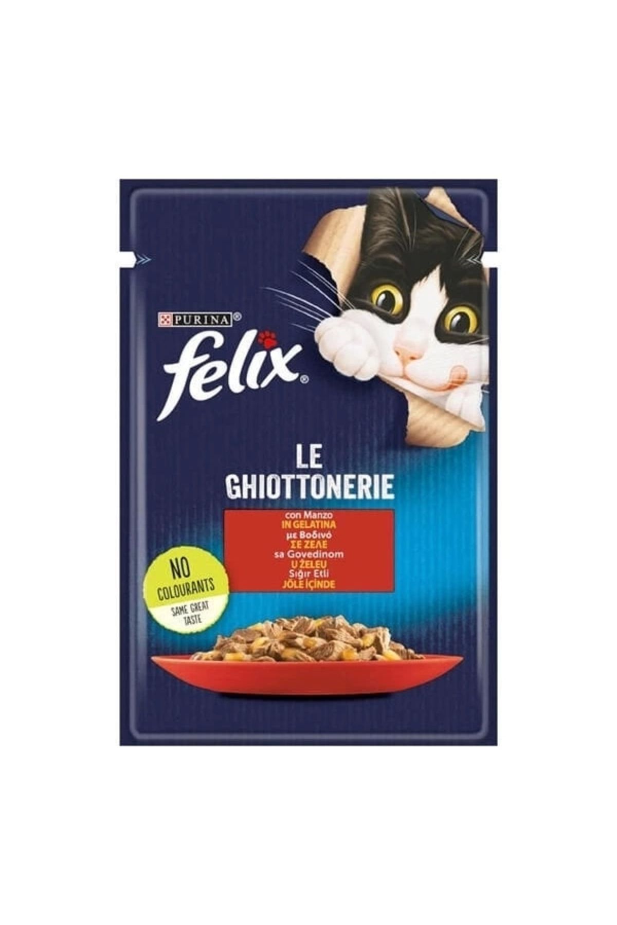 YNT İthalat Felix Taze Sığır Etli Jöleli Pouch Yetişkin Konserve Kedi Maması 85 Gr