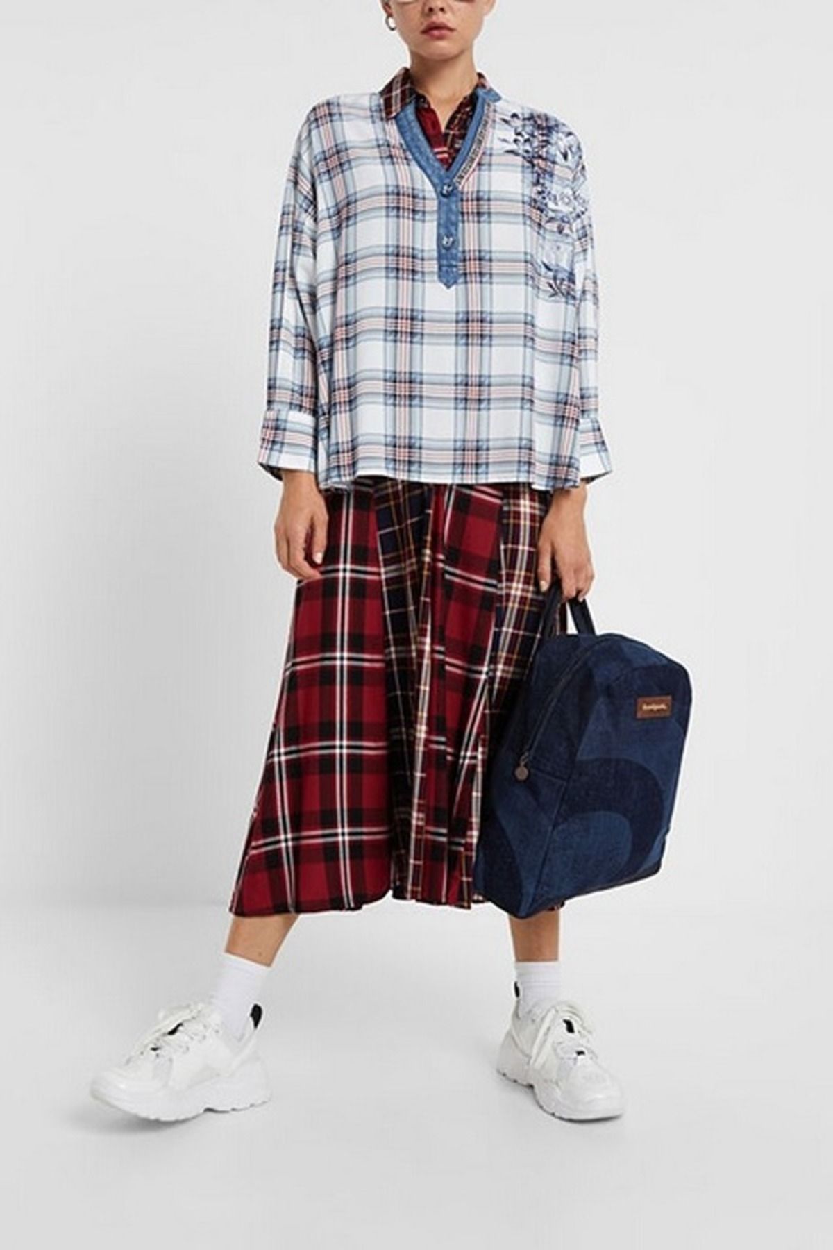 Desigual-Augustina viscose blouse with checkered print, Multicolor, M 5