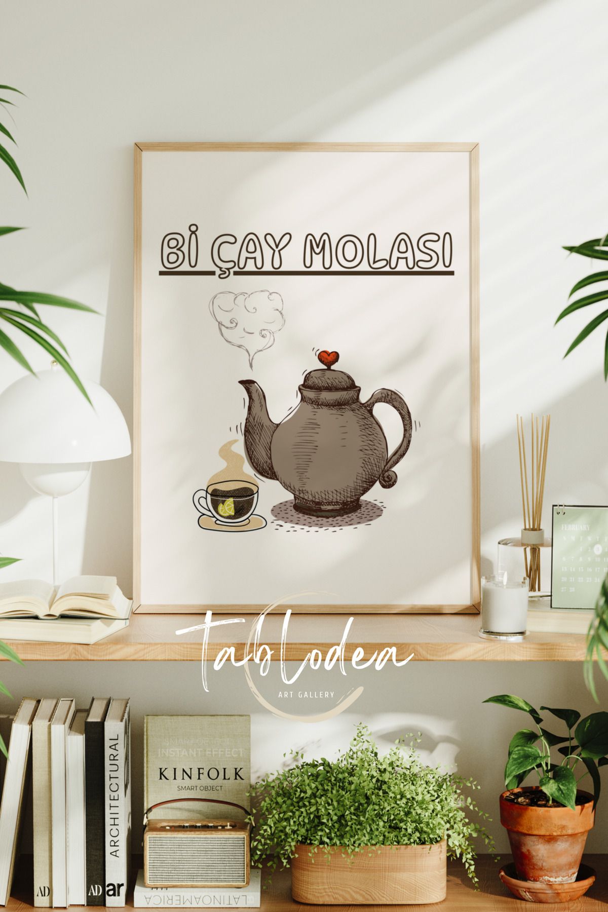 tablodea Modern Çay Saati Dekoru Çerçeveli Poster Tablo Minimalist Çay Köşesi Temalı Dekoratif Mutfak Tablosu