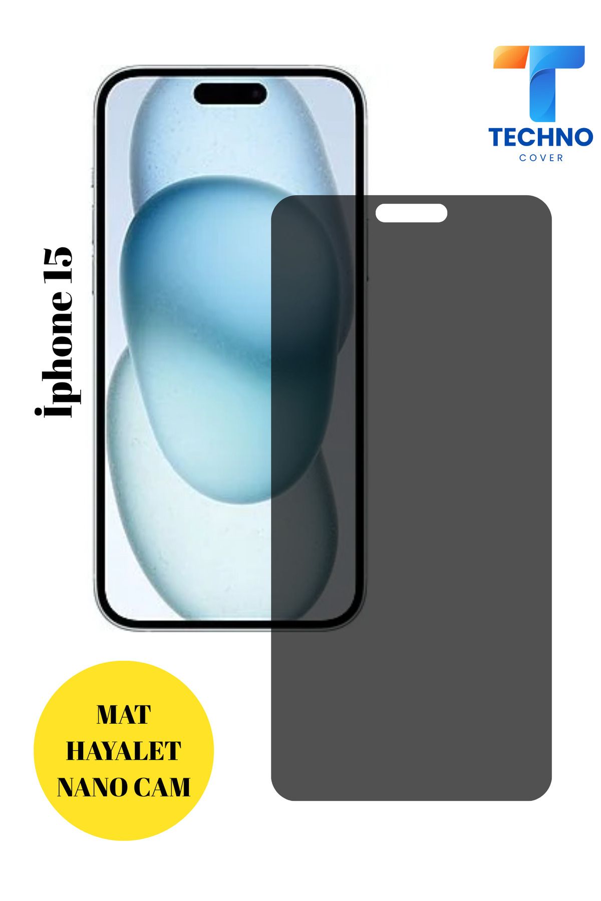 foxpower İphone 15 Mat Hayalet Nano Cam Darbelere Karşı Dayanıklı Esnek Nano Ekran Koruyucu