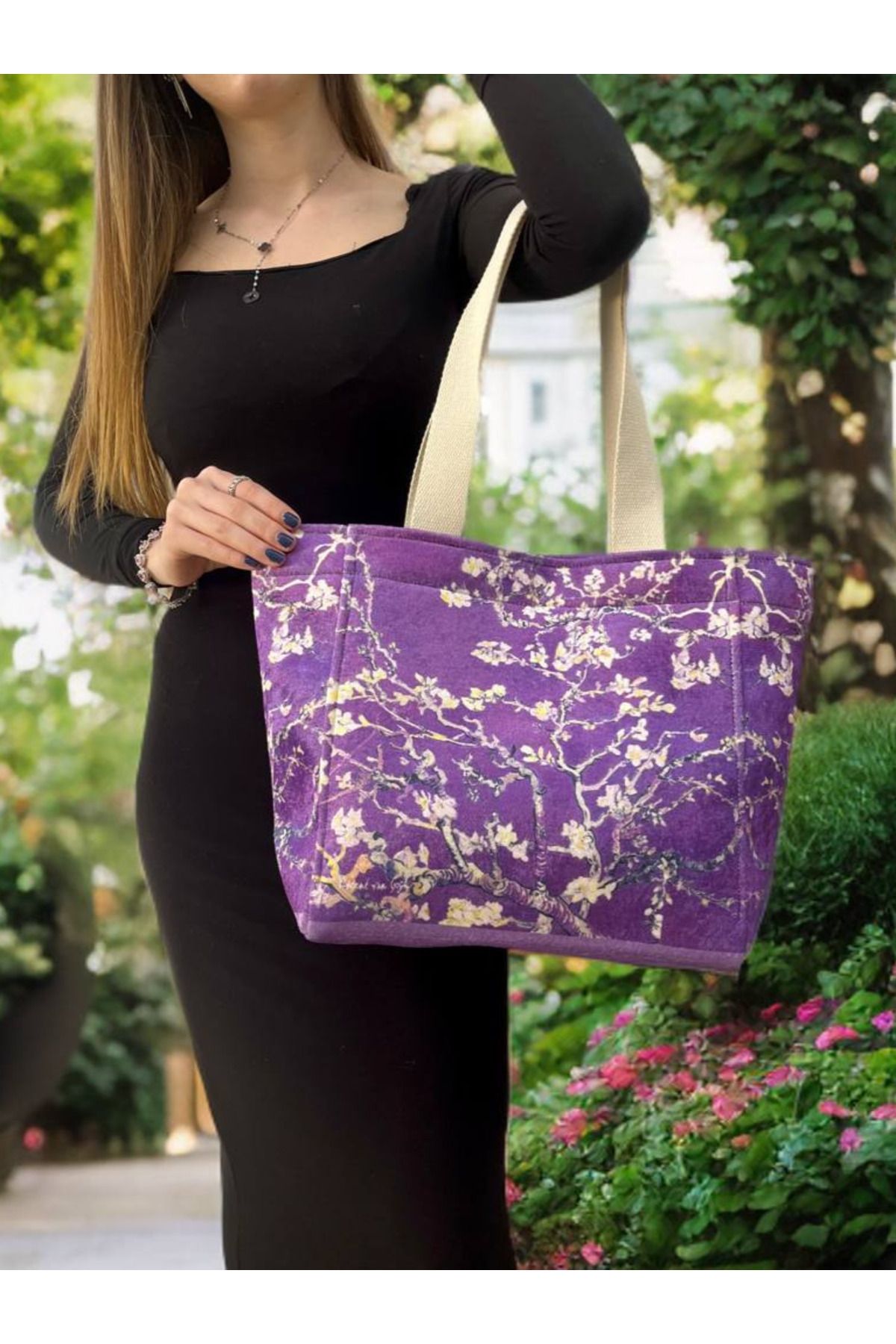 ECHARMBUTIK Van Gogh Badem Çiçeği Model Kadın Çanta
