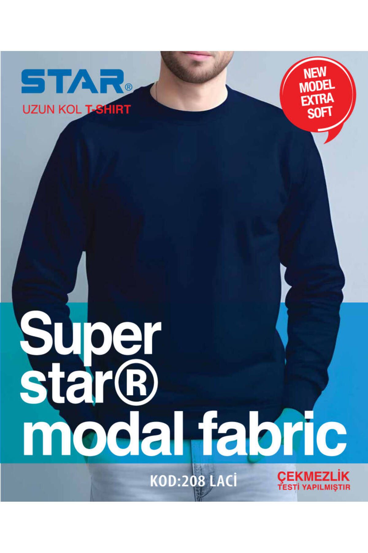 Star ERKEK MODAL UZUN KOL SIFIR YAKA T-SHİRT