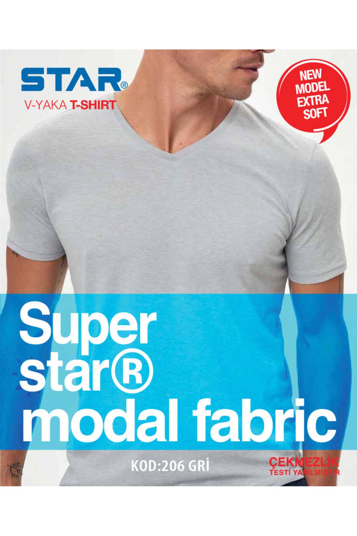 Star 3 LÜ ERKEK MODAL V YAKA YARIM KOL BASİC T-SHİRT