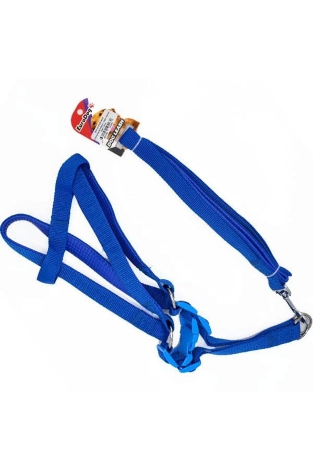 YNT İthalat Euro Dog Köpek Uzatma Tasması ve Göğüs Tasması Takımı Mavi 15 Mm 120 Cm