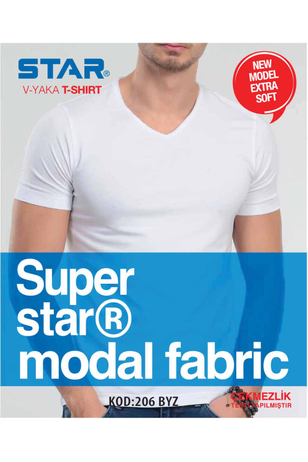 Star 3 LÜ ERKEK MODAL V YAKA YARIM KOL BASİC T-SHİRT