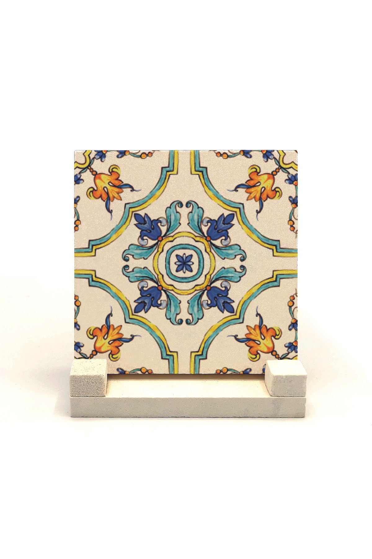 Souvenest İtalyan Deseni Baskılı Doğaltaş Masaüstlük 10x10 Kd-82