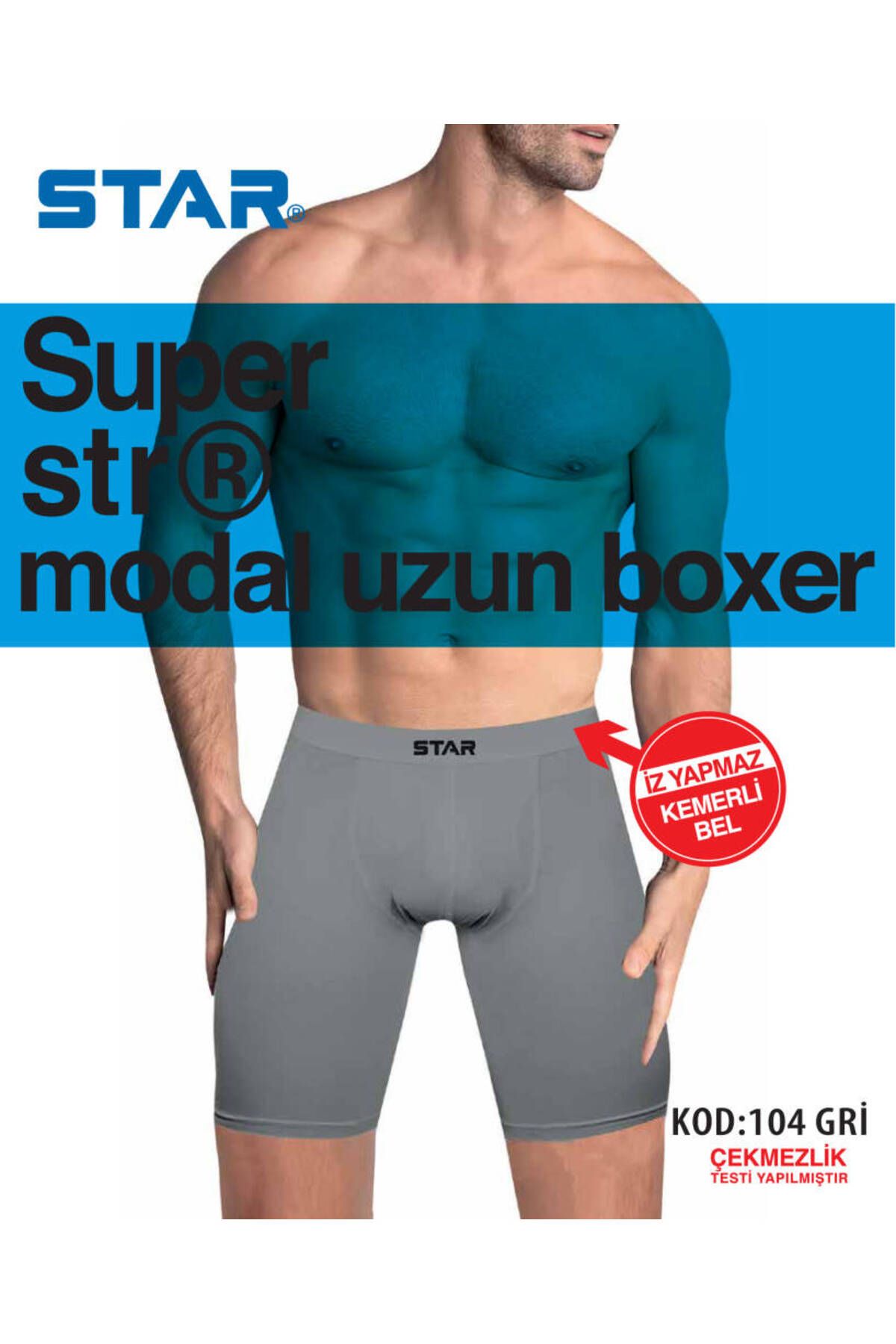 Star 3 LÜ ERKEK MODAL KEMERLİ UZUN BOXER