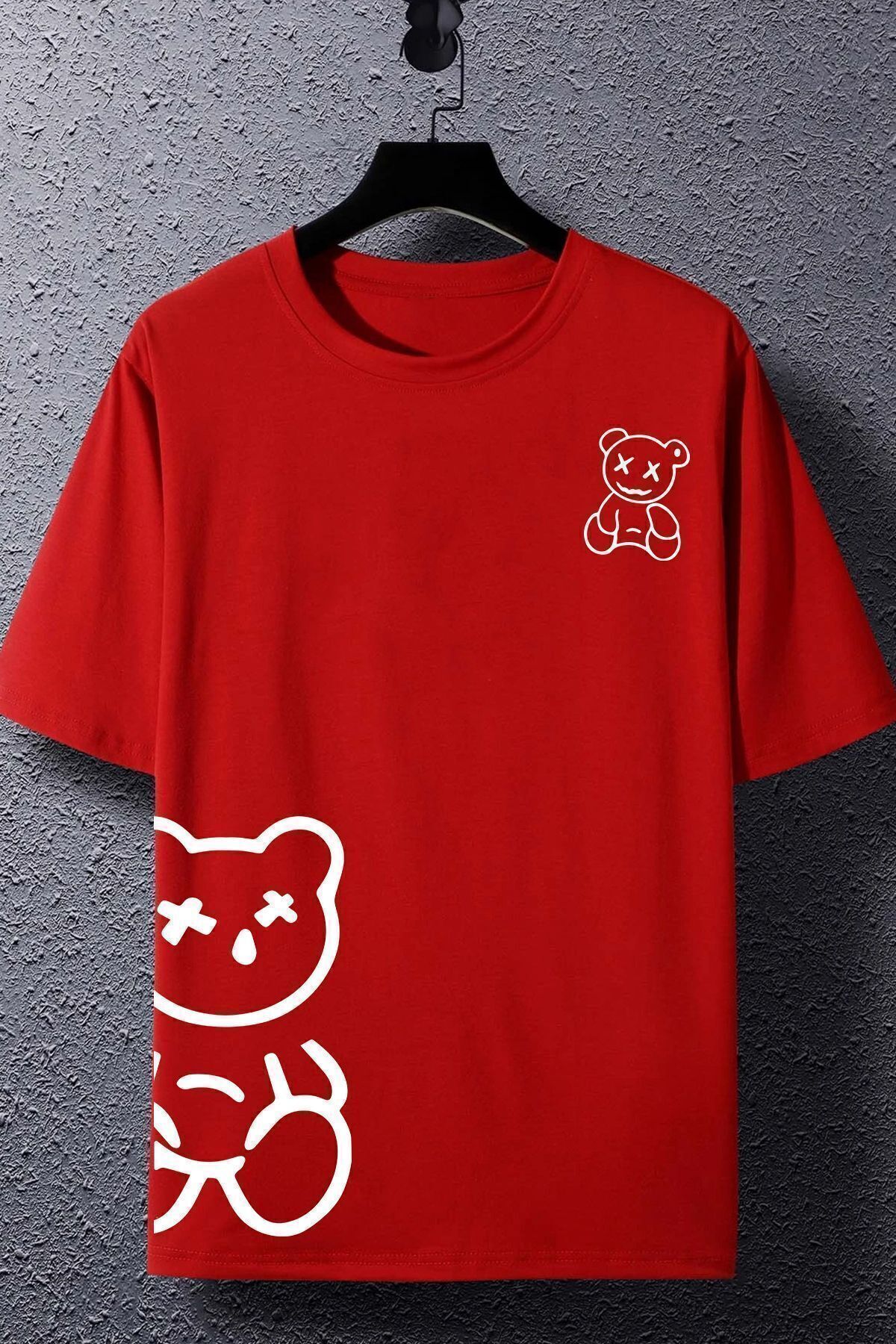 ModaSphere Unisex Draw Bear Baskılı Tasarım Tshirt