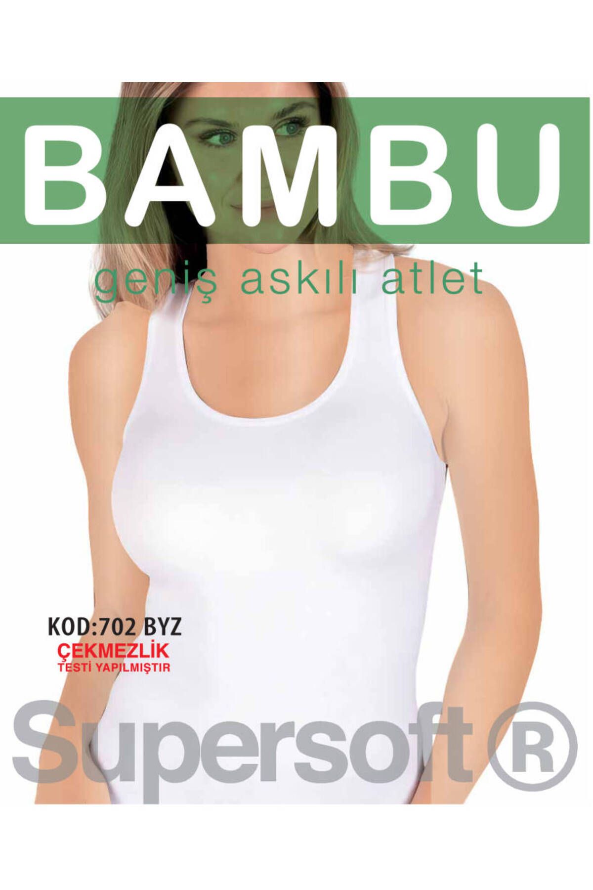 Star KADIN BEYAZ ORGANİK BAMBU GENİŞ ASKILI ATLET