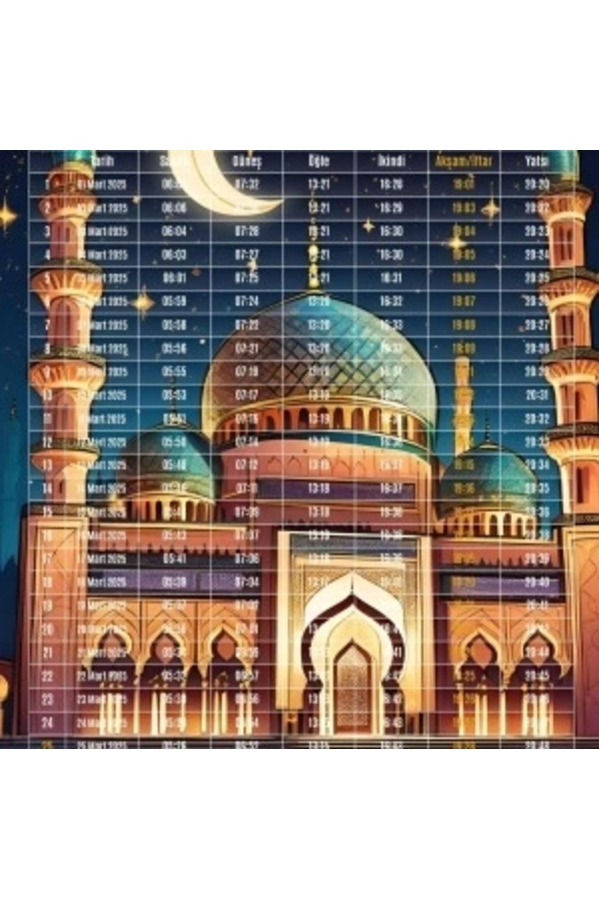 STOREMAX Ramazan İmsakiyesi Modern Kişiye Özel Tasarımlı Dijital Baskı 50 Adet A4 300 gr Model 5