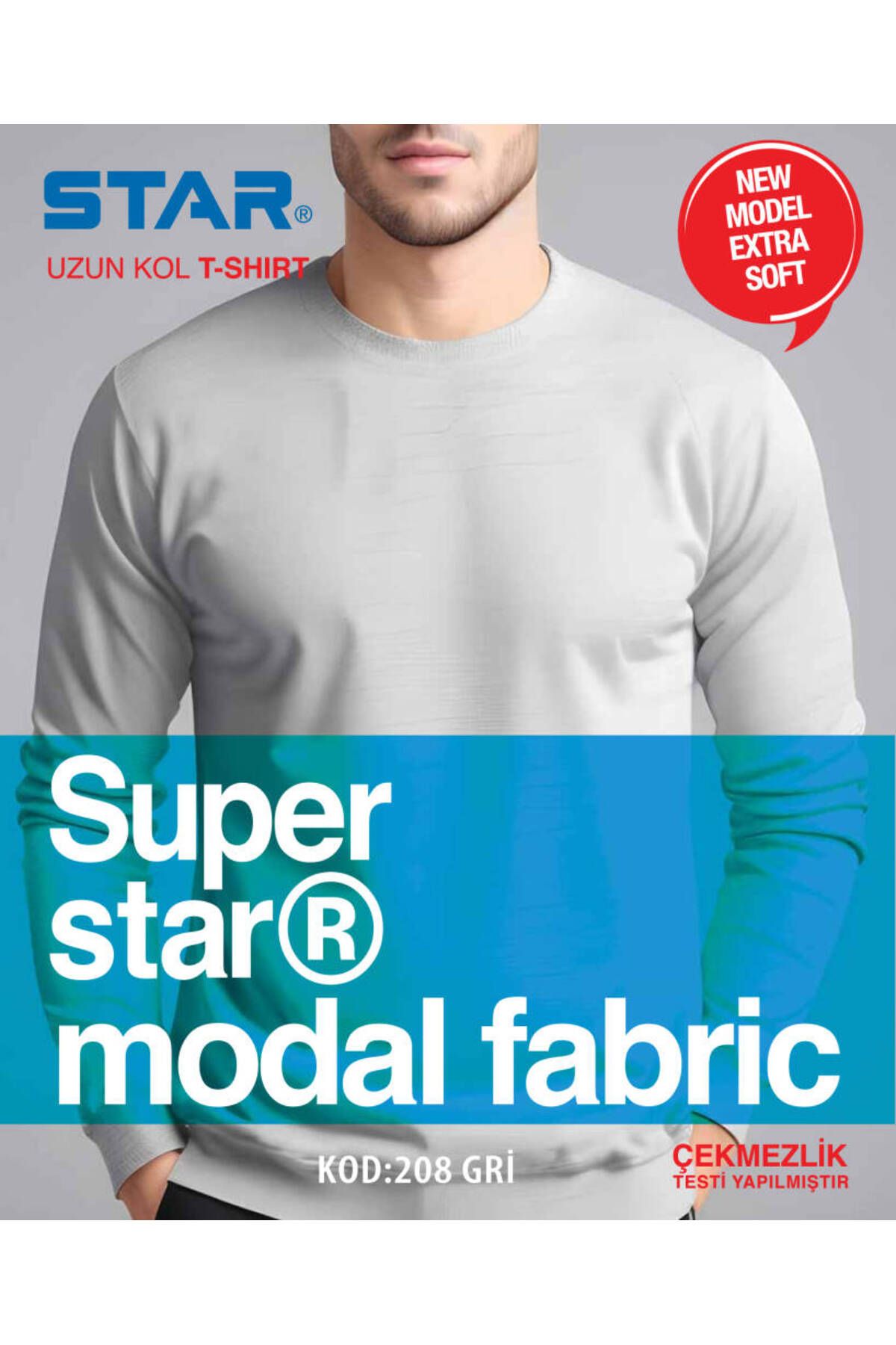 Star ERKEK MODAL UZUN KOL SIFIR YAKA T-SHİRT
